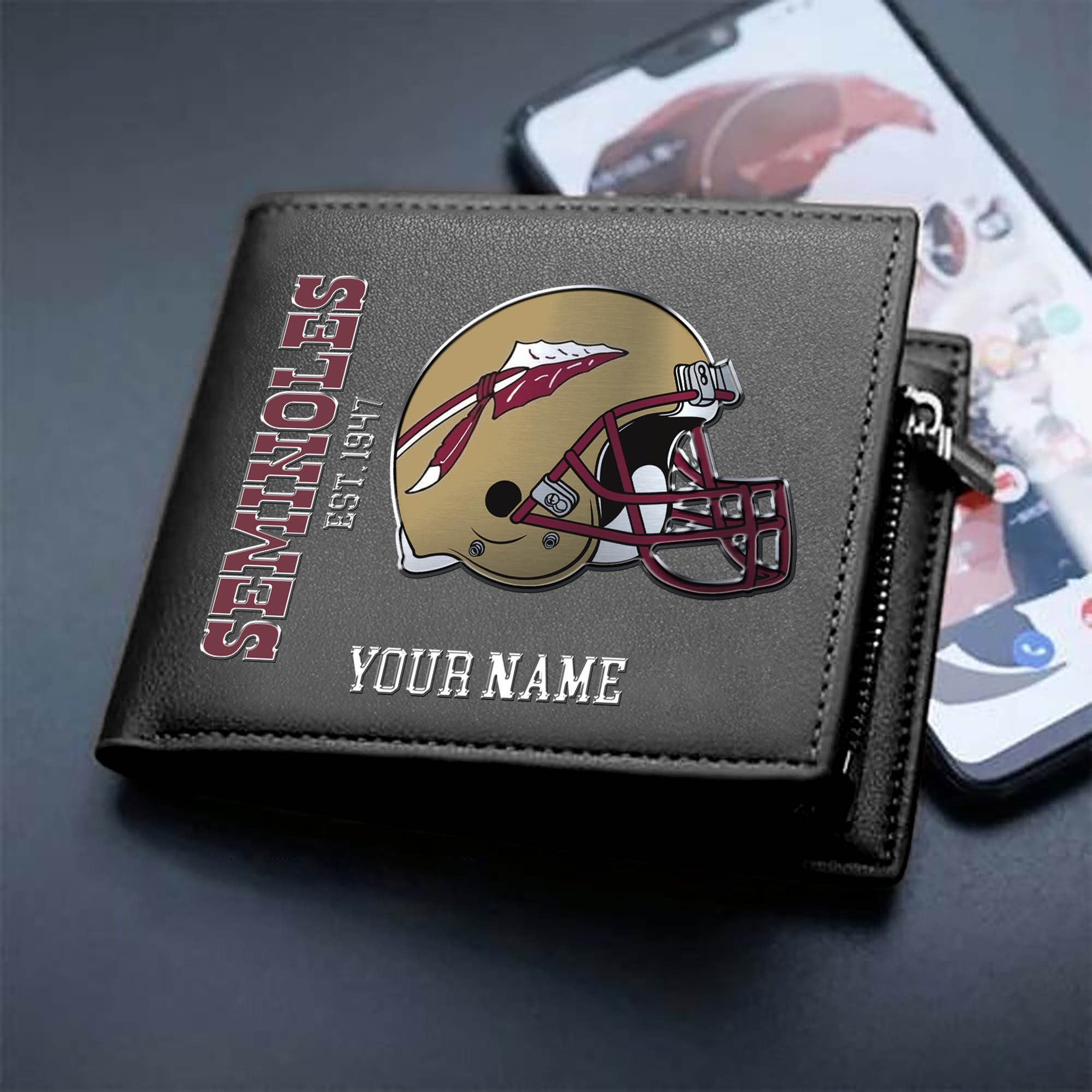 Florida State Seminoles Team Men Wallet 2024 Version Personalized Your Name, Men Wallet For Football Lovers, Fan Gifts ETHY-54890
