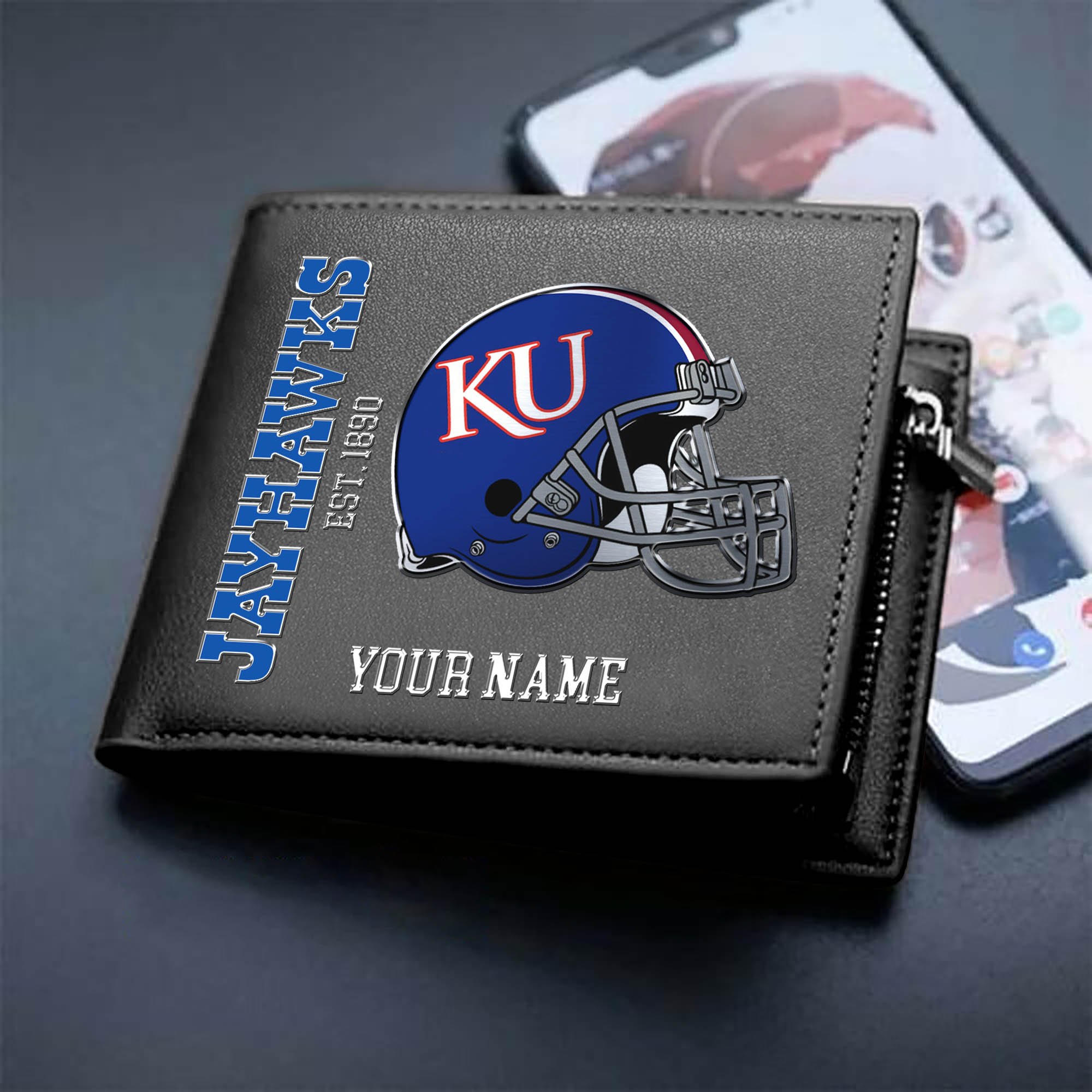 Kansas Jayhawks Team Men Wallet 2024 Version Personalized Your Name, Men Wallet For Football Lovers, Fan Gifts ETHY-54890