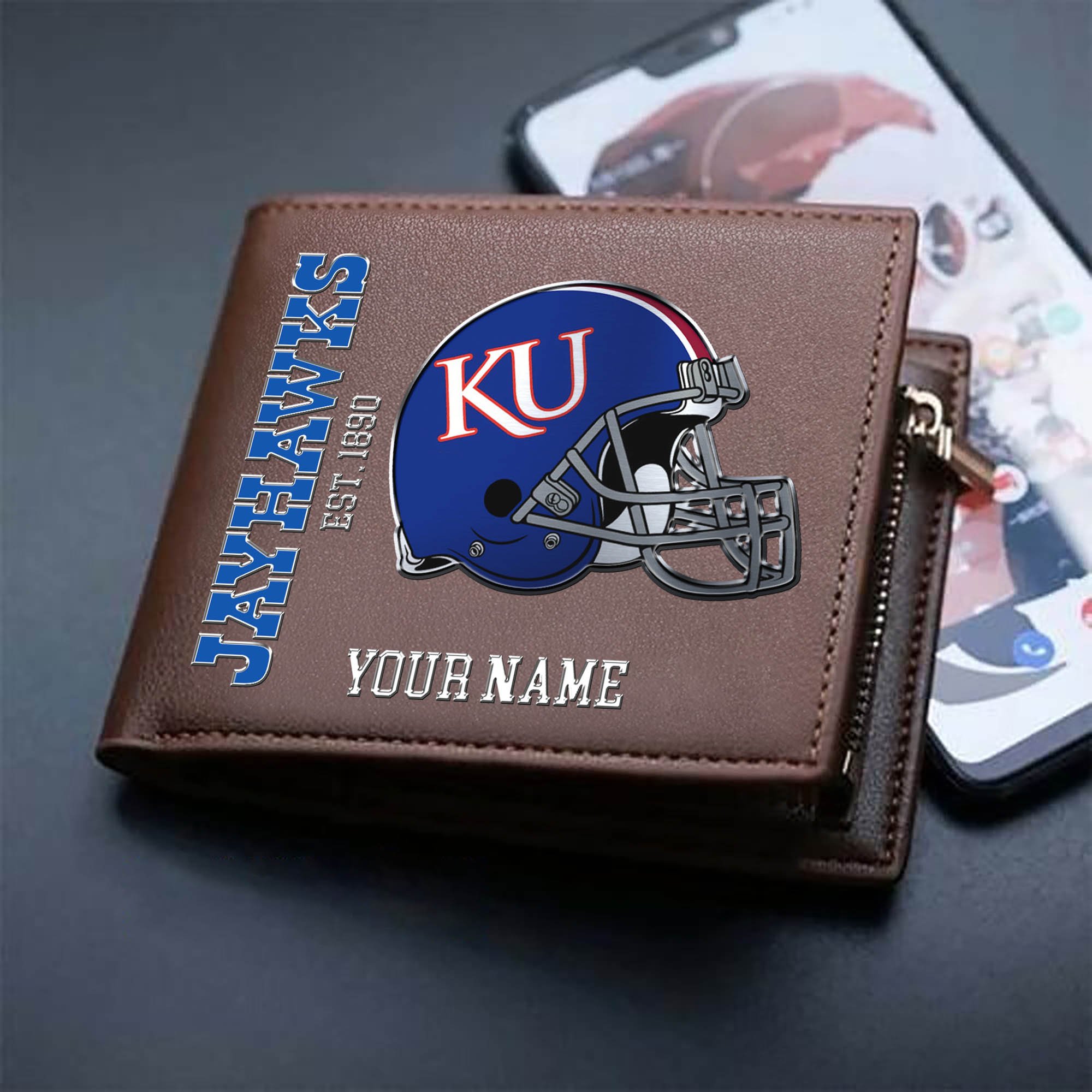 Alternative view of Kansas Jayhawks Team Men Wallet 2024 Version Personalized Your Name, Men Wallet For Football Lovers, Fan Gifts ETHY-54890