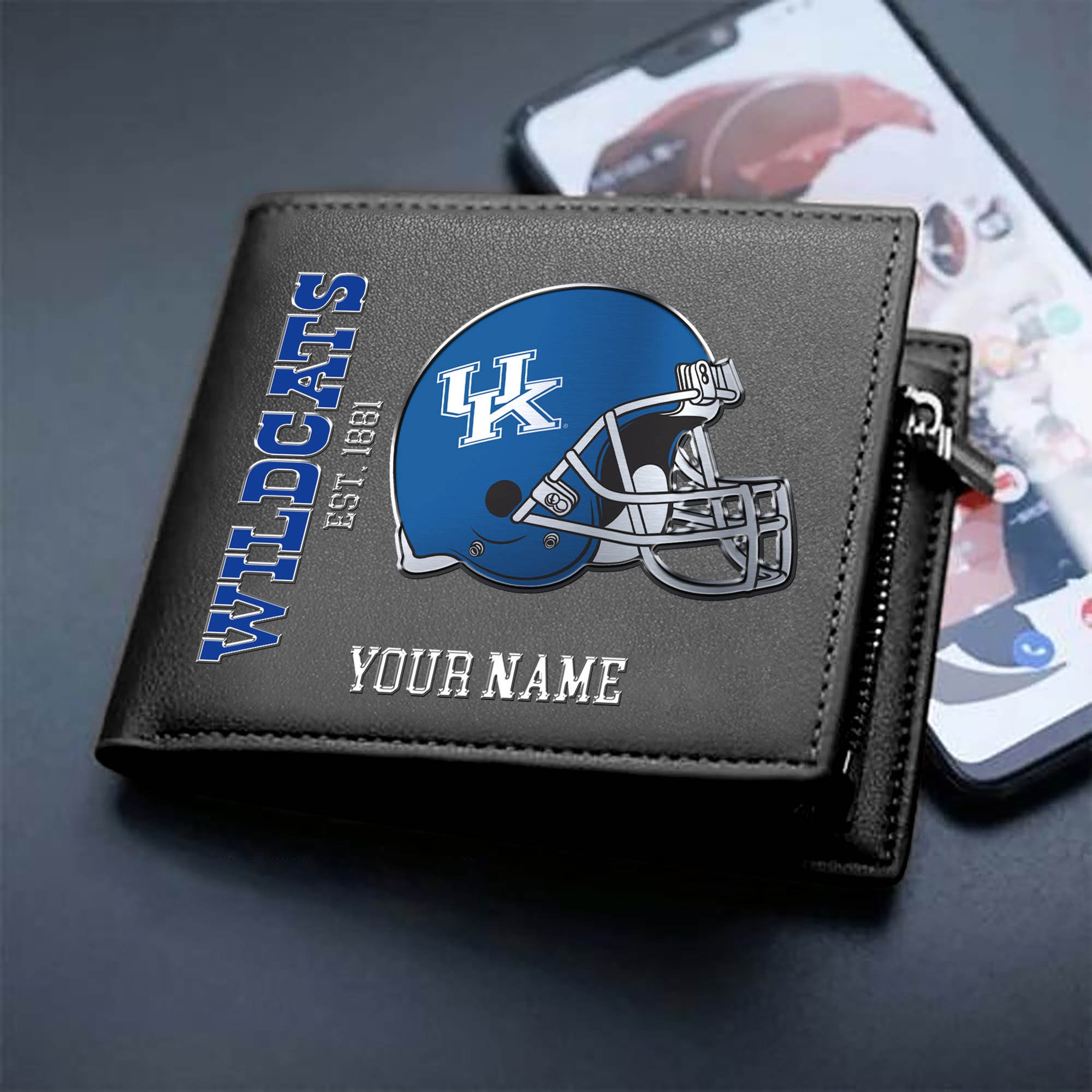 Kentucky Wildcats Team Men Wallet 2024 Version Personalized Your Name, Men Wallet For Football Lovers, Fan Gifts ETHY-54890