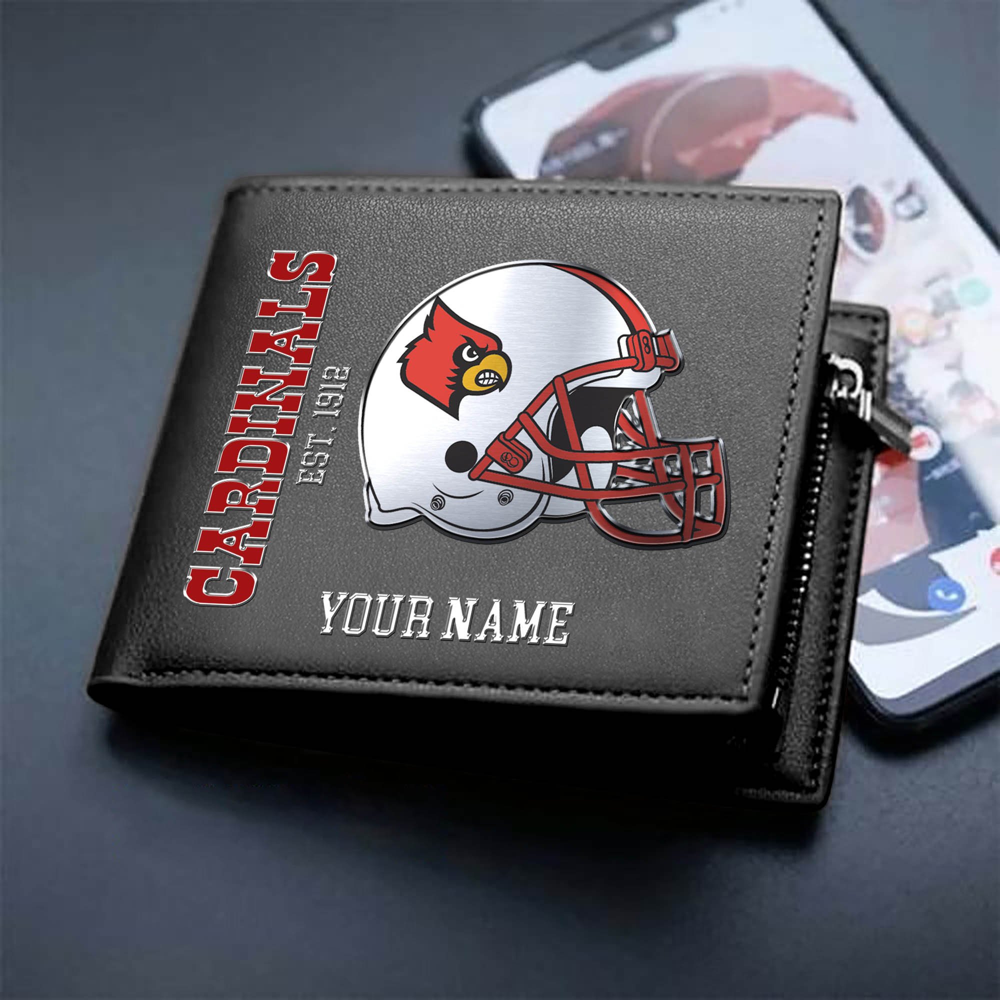 Louisville Cardinals Team Men Wallet 2024 Version Personalized Your Name, Men Wallet For Football Lovers, Fan Gifts ETHY-54890