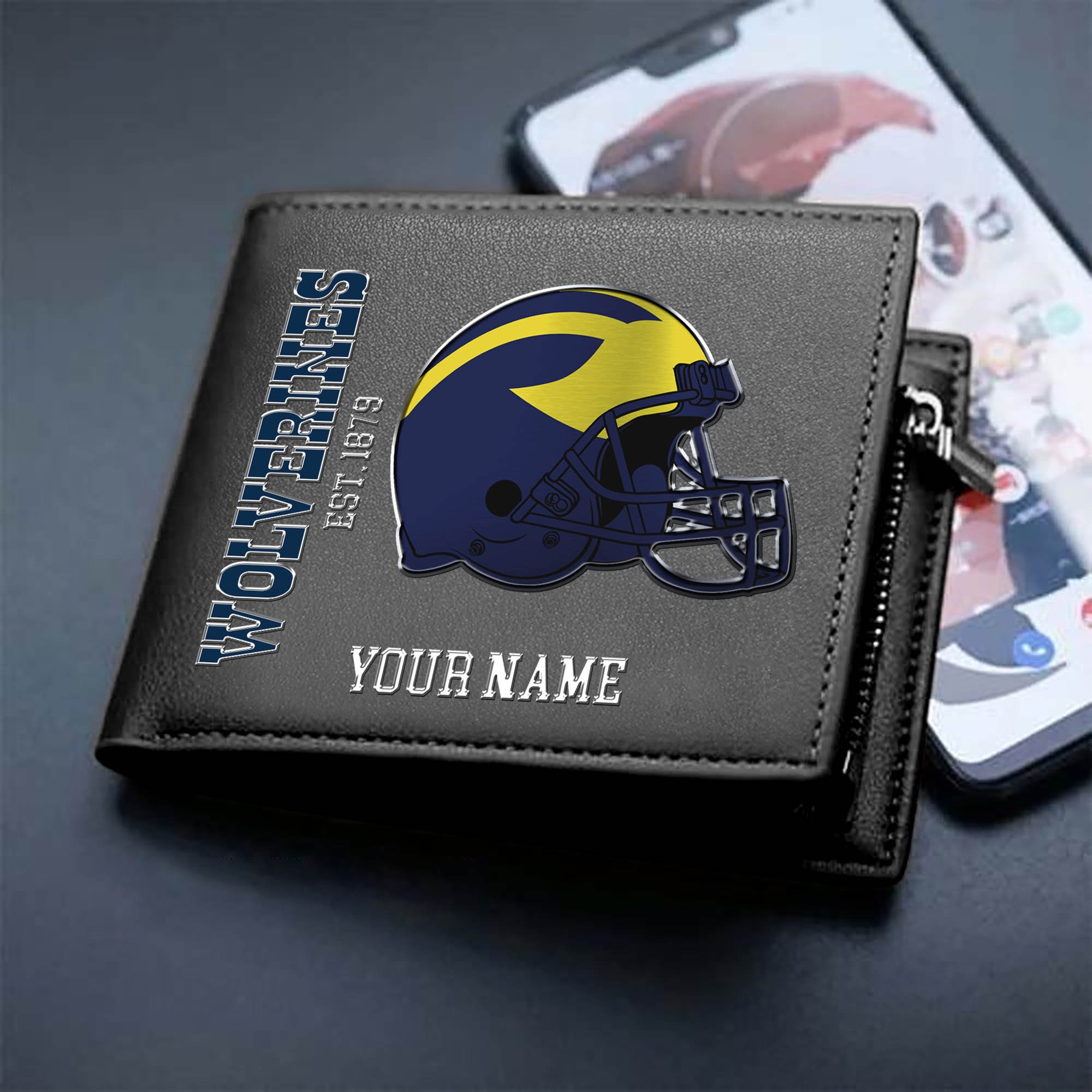 Michigan Wolverines Team Men Wallet 2024 Version Personalized Your Name, Men Wallet For Football Lovers, Fan Gifts ETHY-54890
