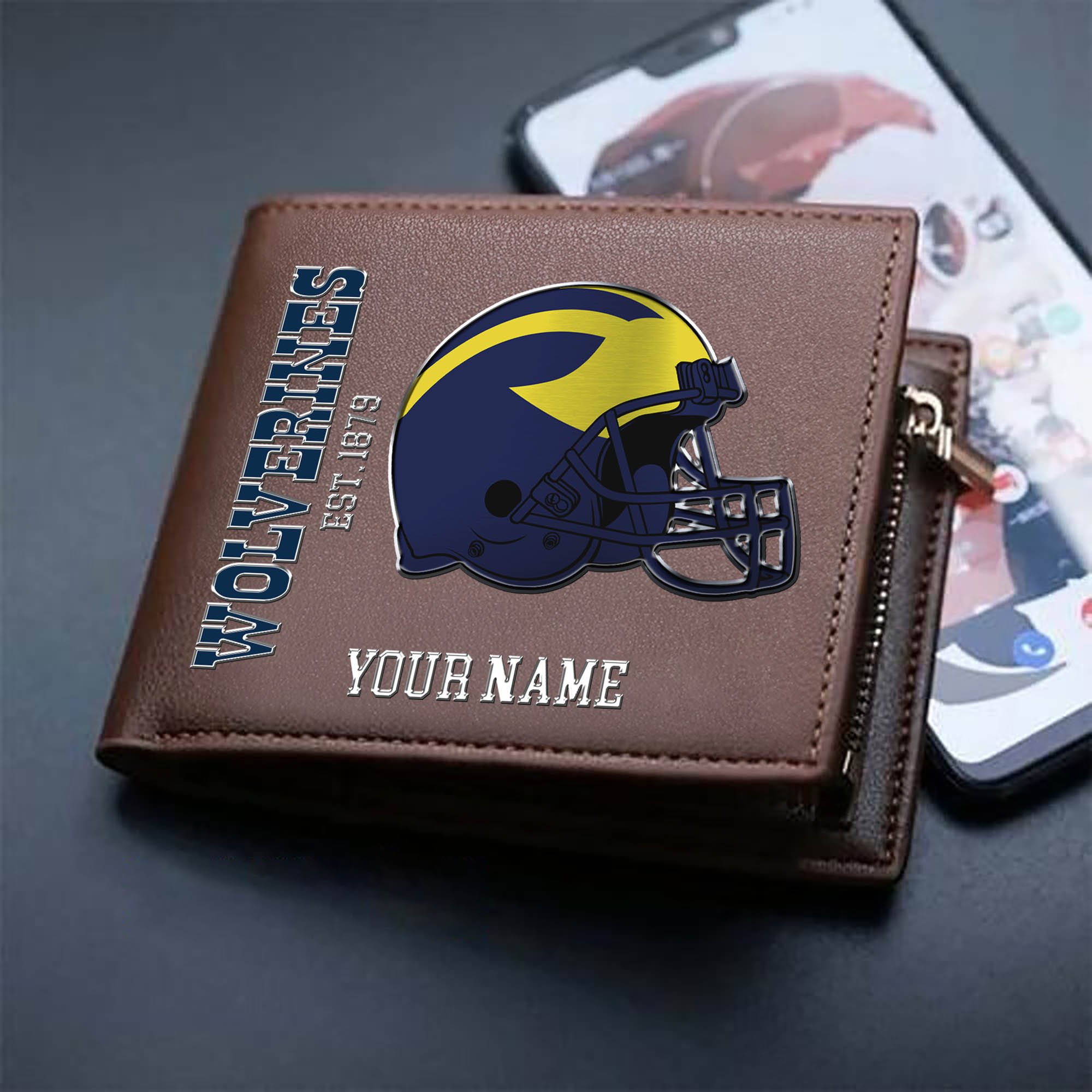 Alternative view of Michigan Wolverines Team Men Wallet 2024 Version Personalized Your Name, Men Wallet For Football Lovers, Fan Gifts ETHY-54890