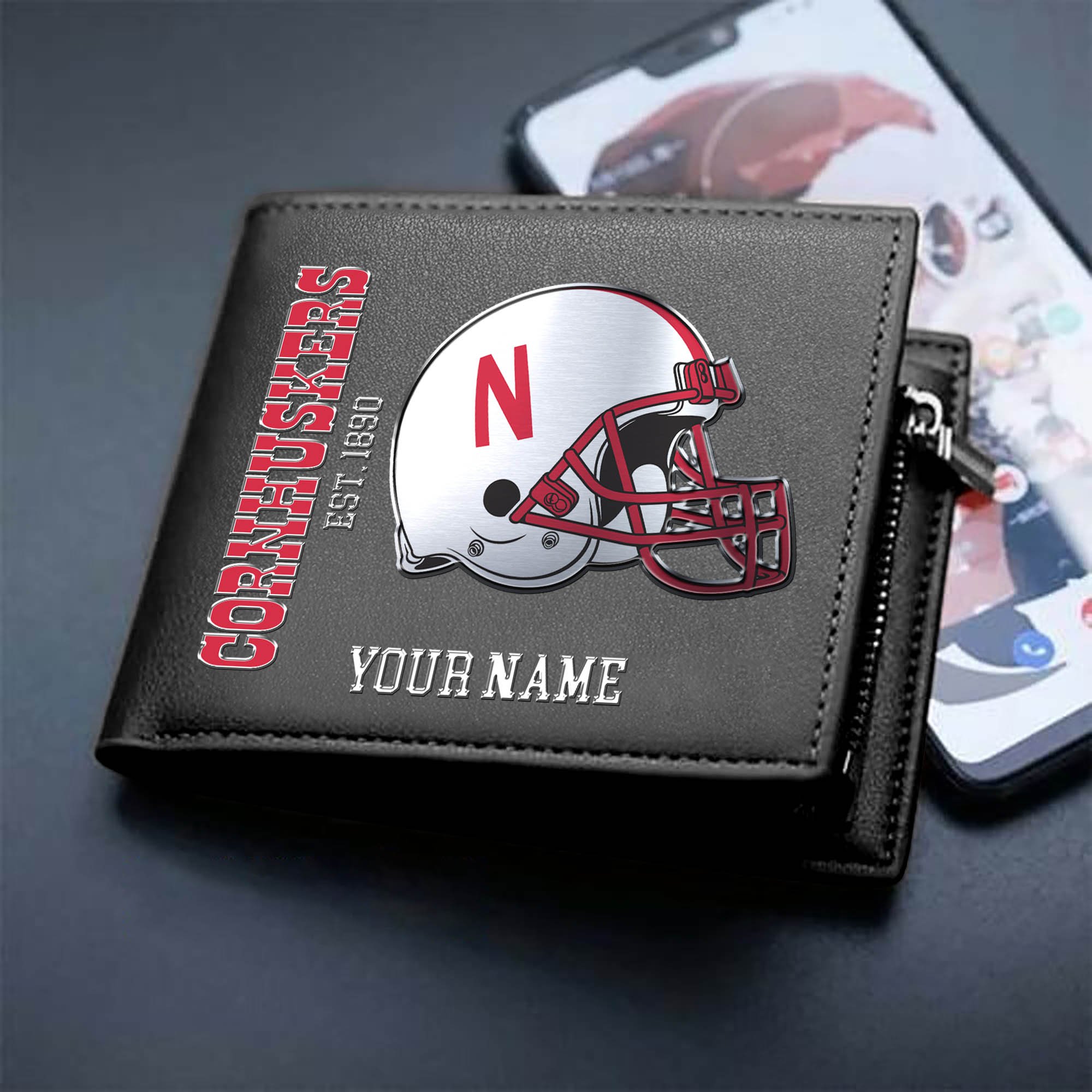 Nebraska Cornhuskers Team Men Wallet 2024 Version Personalized Your Name, Men Wallet For Football Lovers, Fan Gifts ETHY-54890
