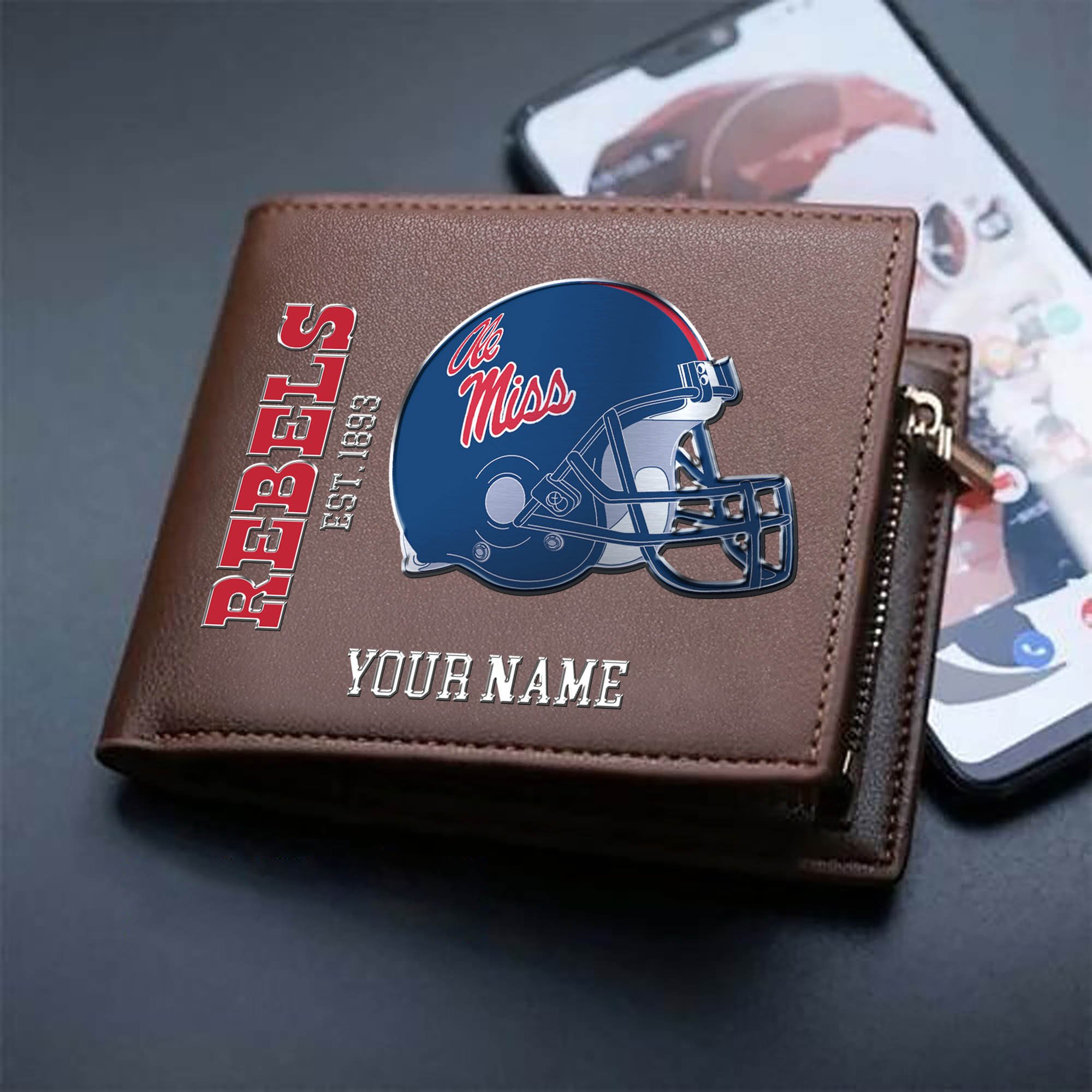 Alternative view of Ole Miss Rebels Team Men Wallet 2024 Version Personalized Your Name, Men Wallet For Football Lovers, Fan Gifts ETHY-54890