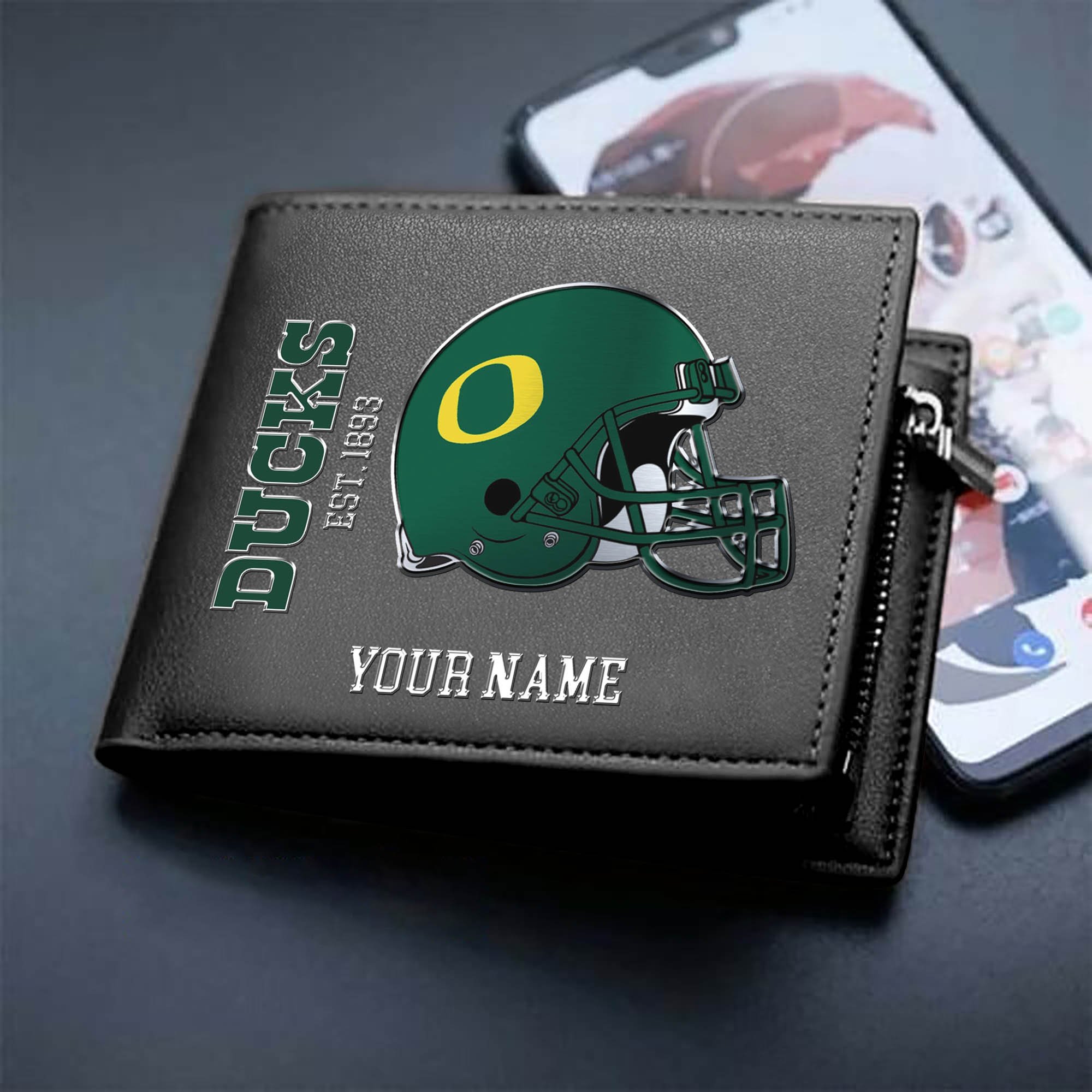 Oregon Ducks Team Men Wallet 2024 Version Personalized Your Name, Men Wallet For Football Lovers, Fan Gifts ETHY-54890