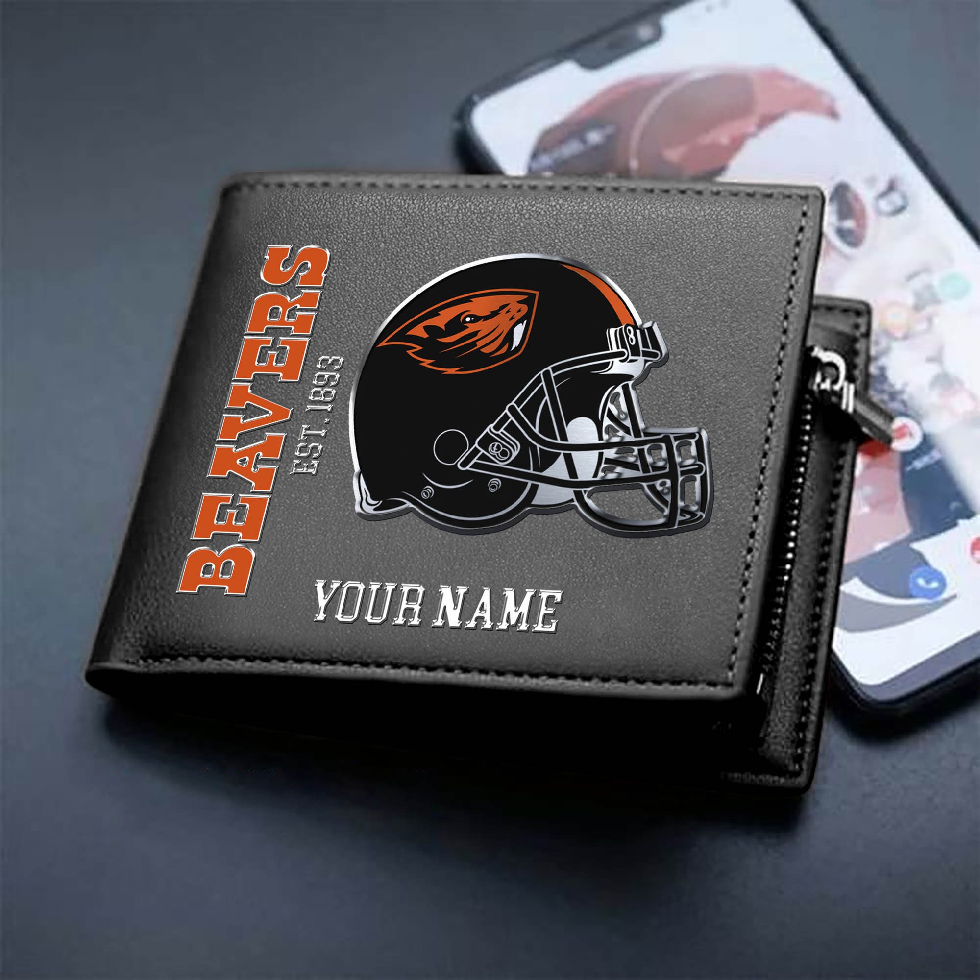 Oregon State Beavers Team Men Wallet 2024 Version Personalized Your Name, Men Wallet For Football Lovers, Fan Gifts ETHY-54890