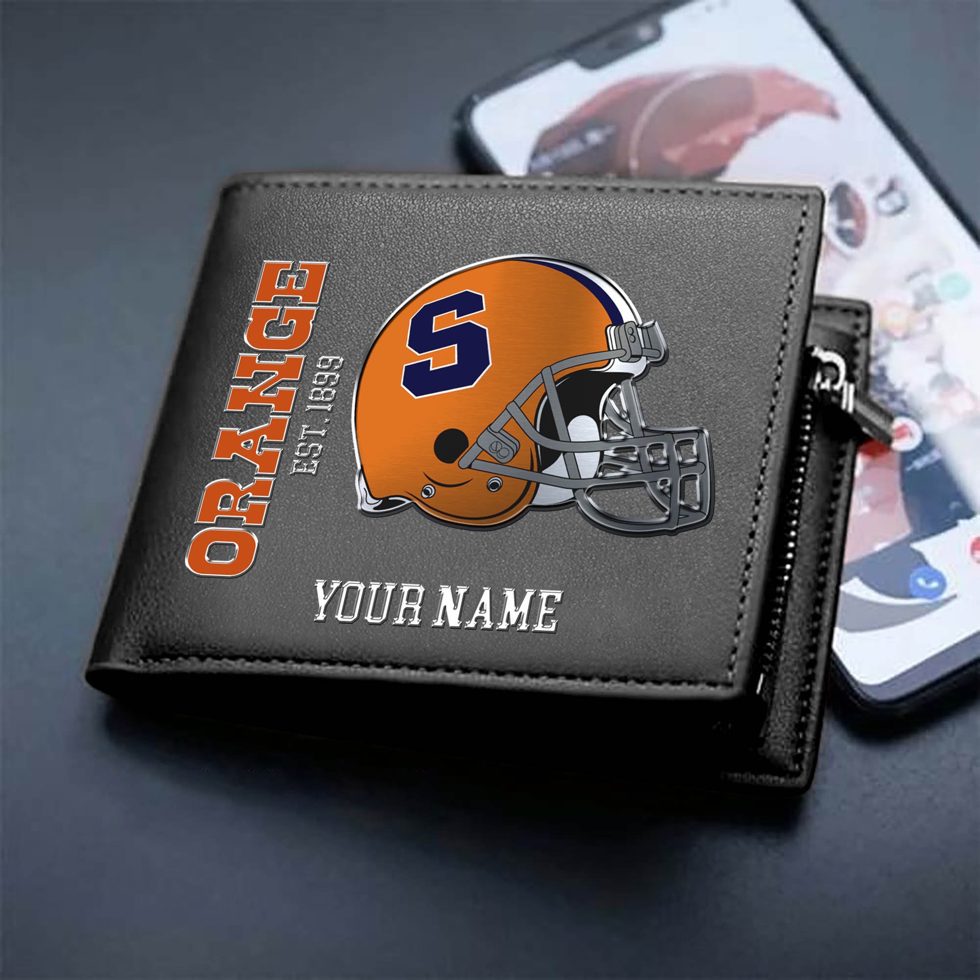 Syracuse Orange Team Men Wallet 2024 Version Personalized Your Name, Men Wallet For Football Lovers, Fan Gifts ETHY-54890