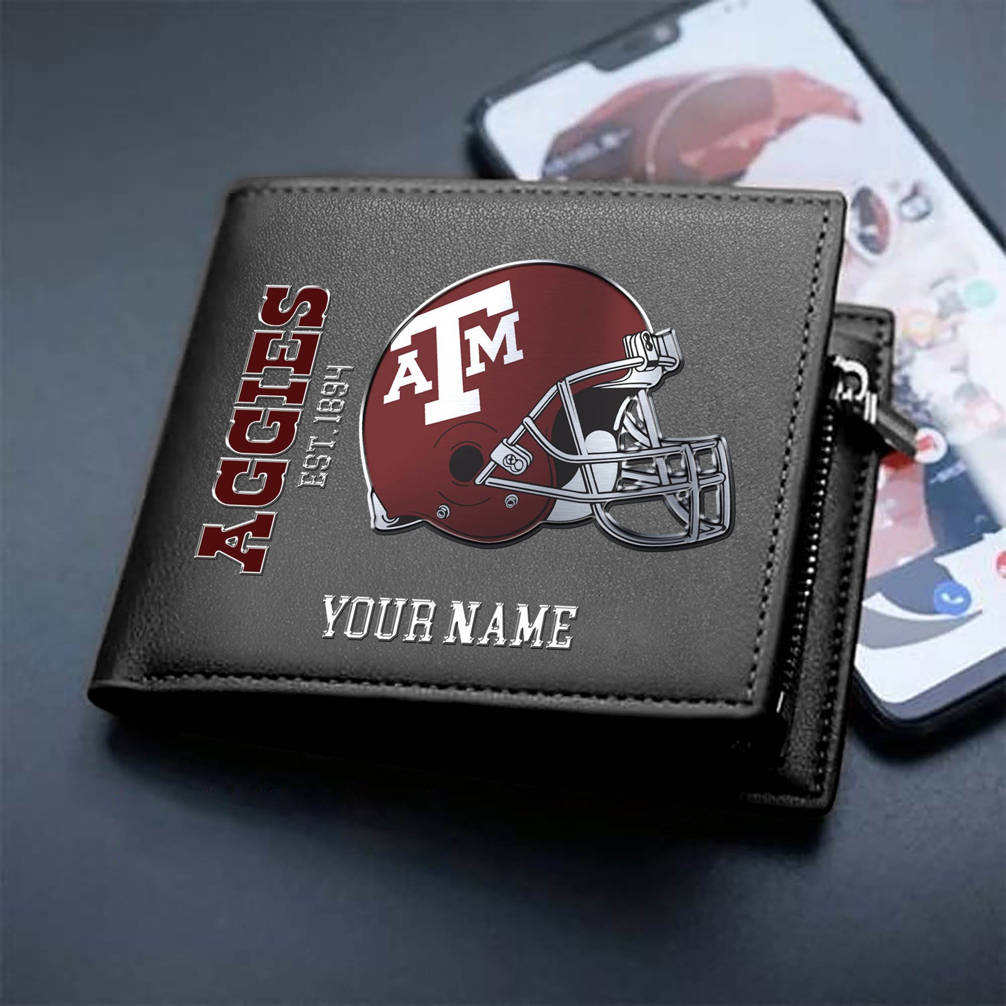 Texas A&M Aggies Team Men Wallet 2024 Version Personalized Your Name, Men Wallet For Football Lovers, Fan Gifts ETHY-54890