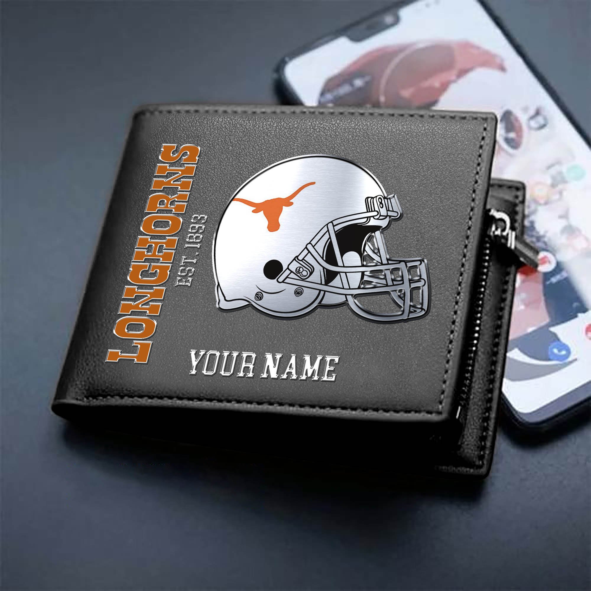 Texas Longhorns Team Men Wallet 2024 Version Personalized Your Name, Men Wallet For Football Lovers, Fan Gifts ETHY-54890