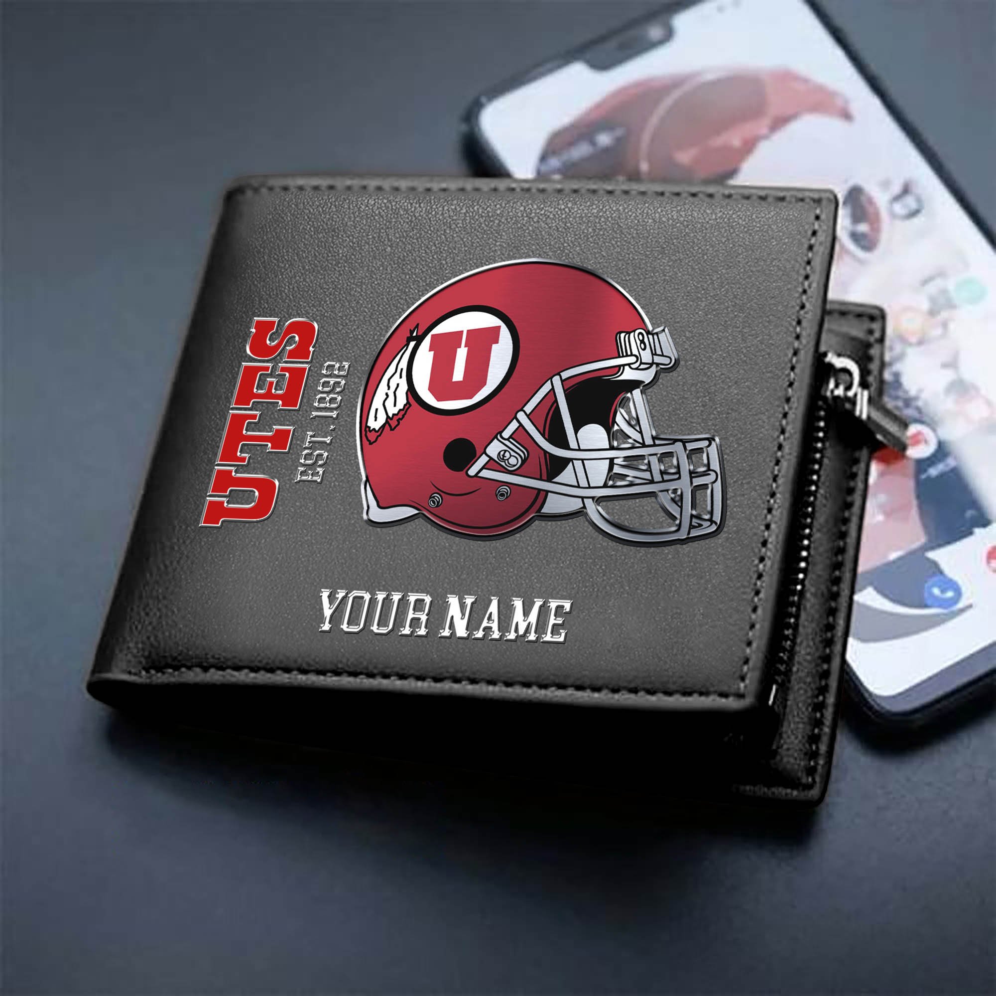 Utah Utes Team Men Wallet 2024 Version Personalized Your Name, Men Wallet For Football Lovers, Fan Gifts ETHY-54890