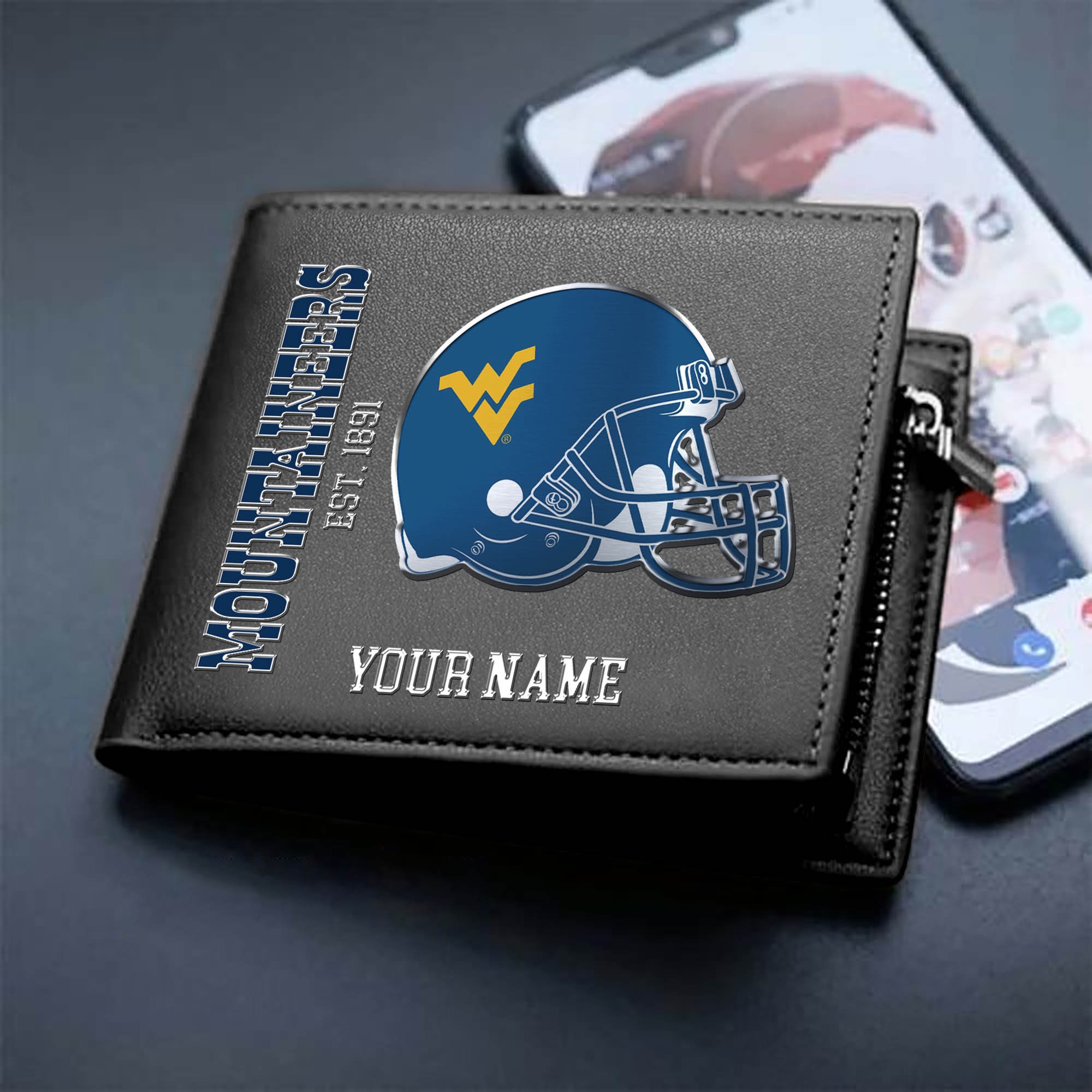 West Virginia Mountaineers Team Men Wallet 2024 Version Personalized Your Name, Men Wallet For Football Lovers, Fan Gifts ETHY-54890