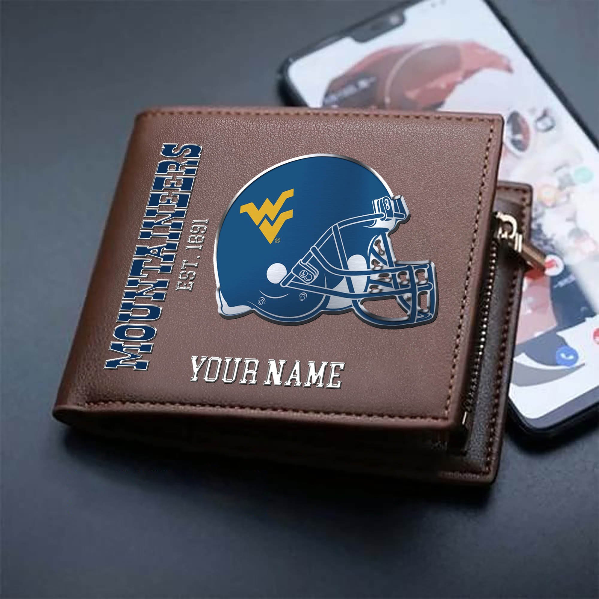 Alternative view of West Virginia Mountaineers Team Men Wallet 2024 Version Personalized Your Name, Men Wallet For Football Lovers, Fan Gifts ETHY-54890