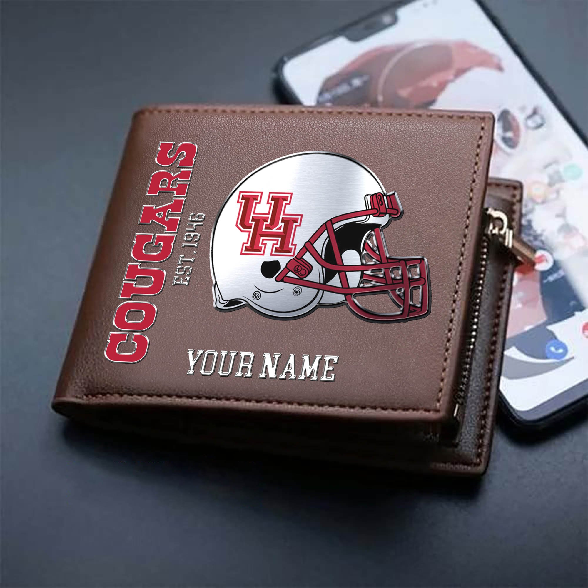 Alternative view of Houston Cougars Team Men Wallet 2024 Version Personalized Your Name, Men Wallet For Football Lovers, Fan Gifts ETHY-54890
