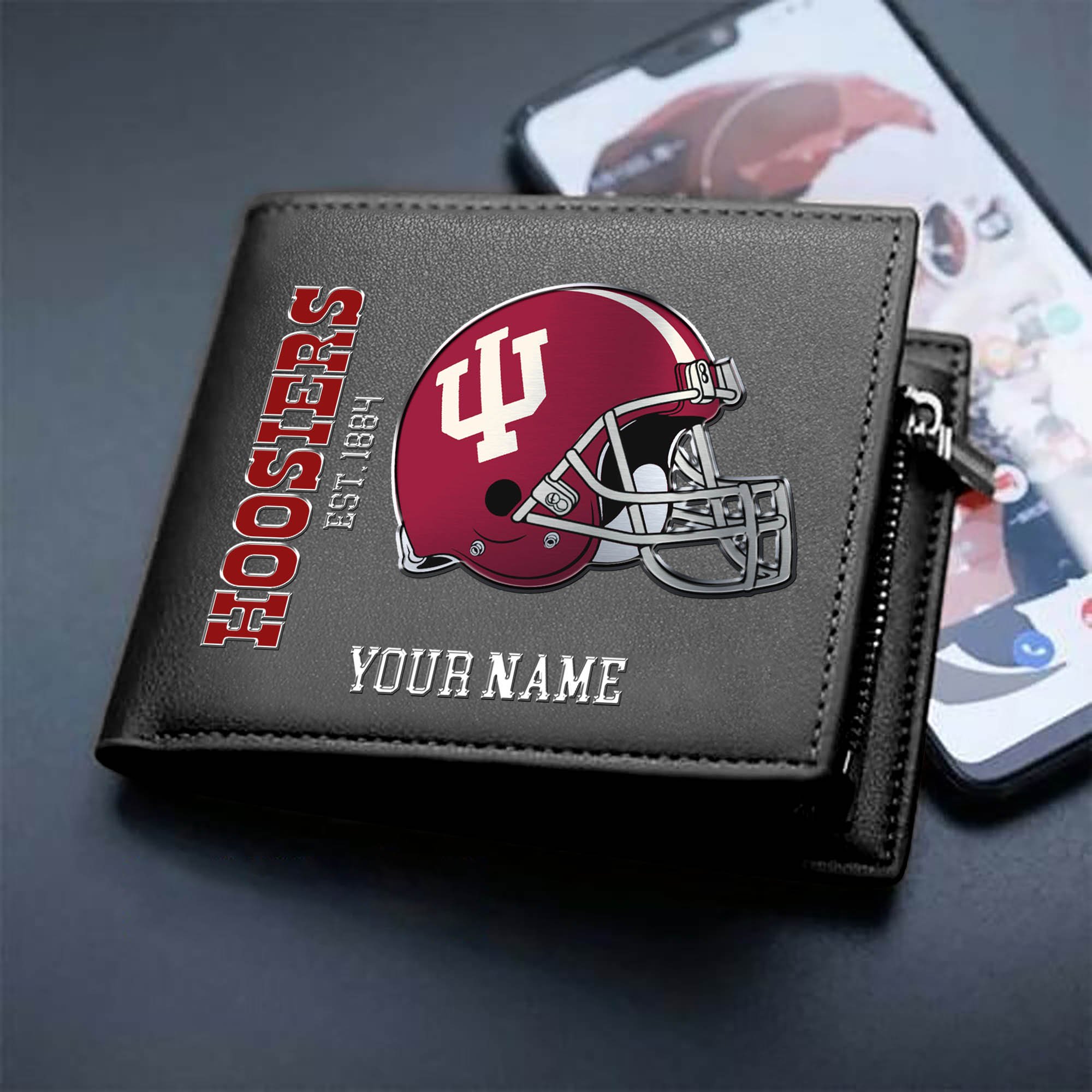 Indiana Hoosiers Team Men Wallet 2024 Version Personalized Your Name, Men Wallet For Football Lovers, Fan Gifts ETHY-54890