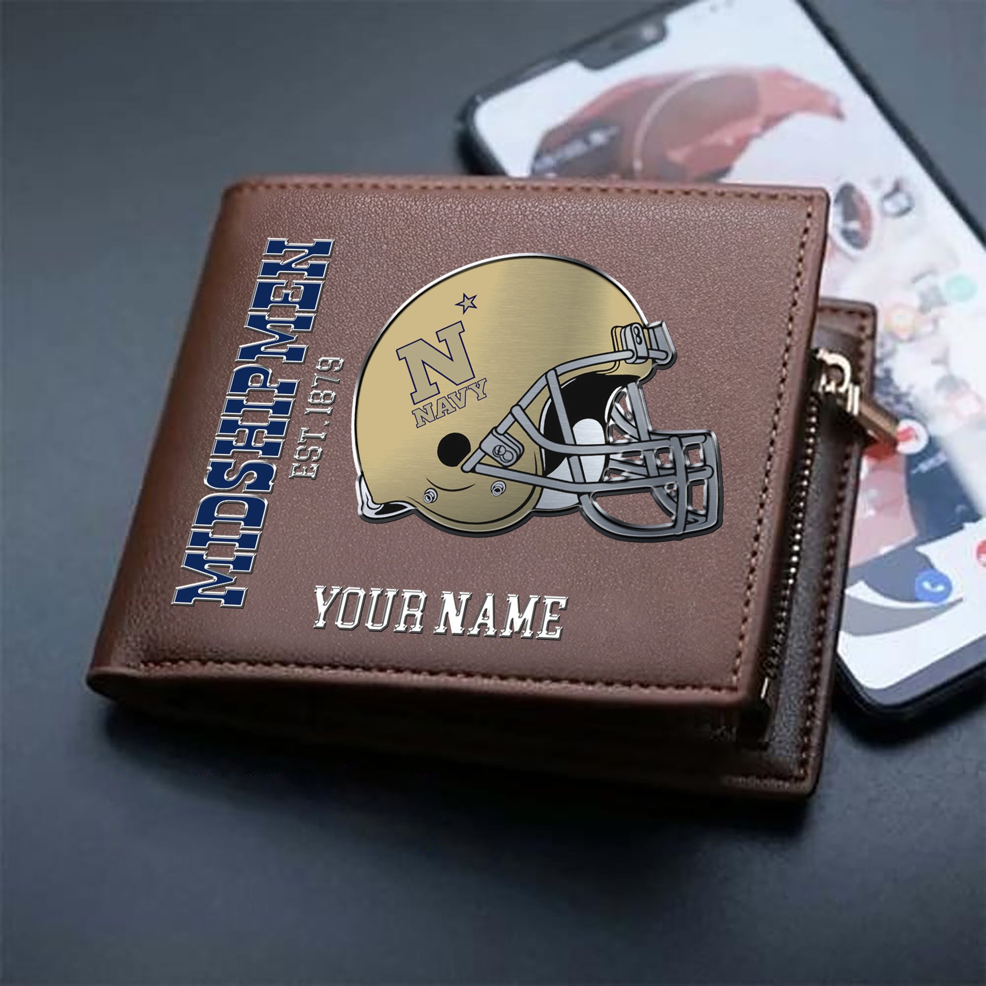 Alternative view of Navy Midshipmen Team Men Wallet 2024 Version Personalized Your Name, Men Wallet For Football Lovers, Fan Gifts ETHY-54890