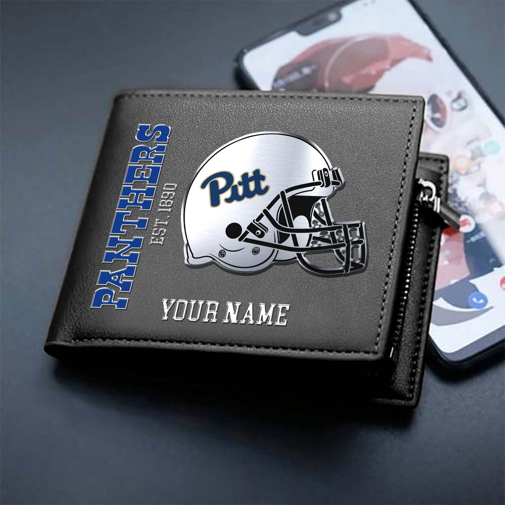 Pittsburgh Panthers Team Men Wallet 2024 Version Personalized Your Name, Men Wallet For Football Lovers, Fan Gifts ETHY-54890