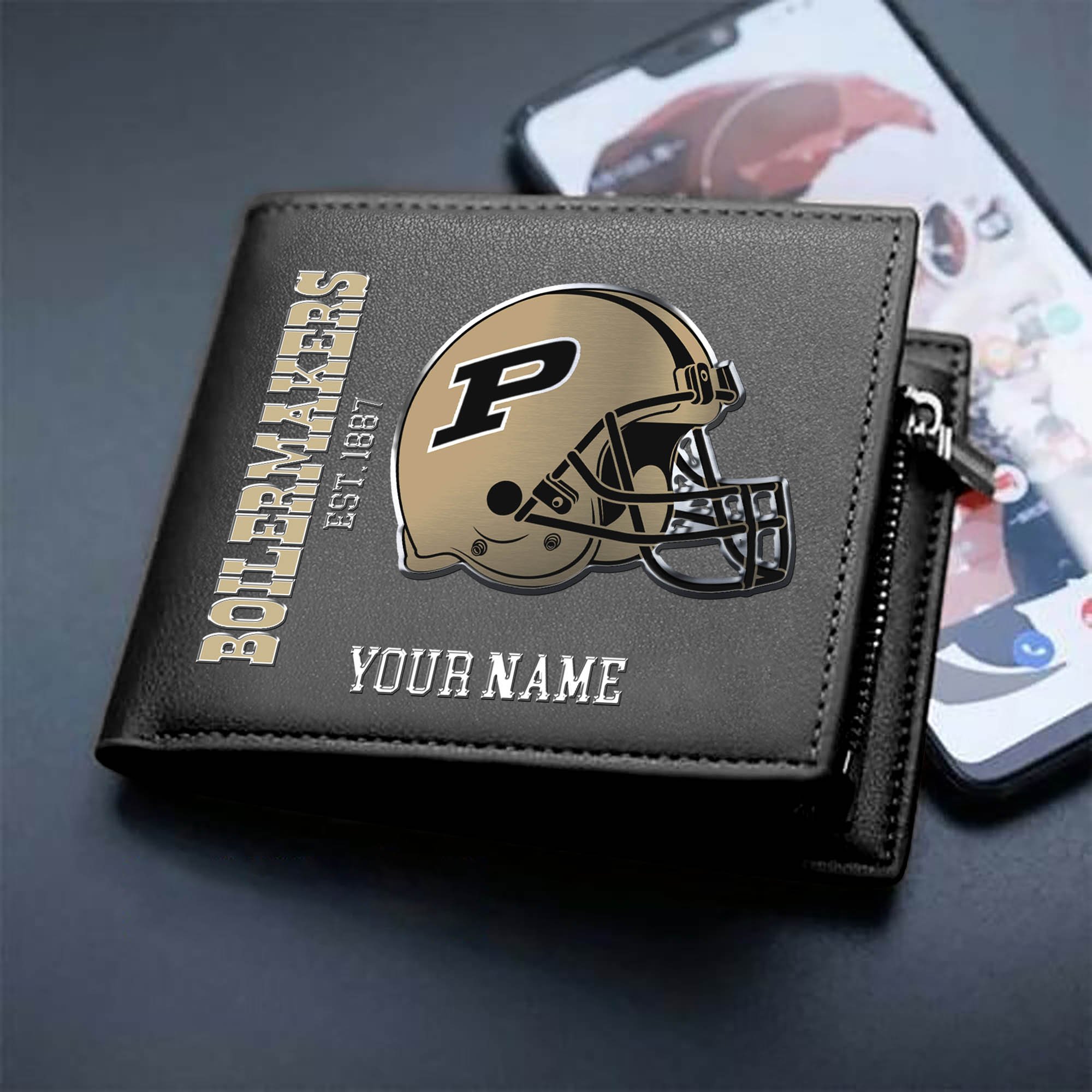 Purdue Boilermakers Team Men Wallet 2024 Version Personalized Your Name, Men Wallet For Football Lovers, Fan Gifts ETHY-54890