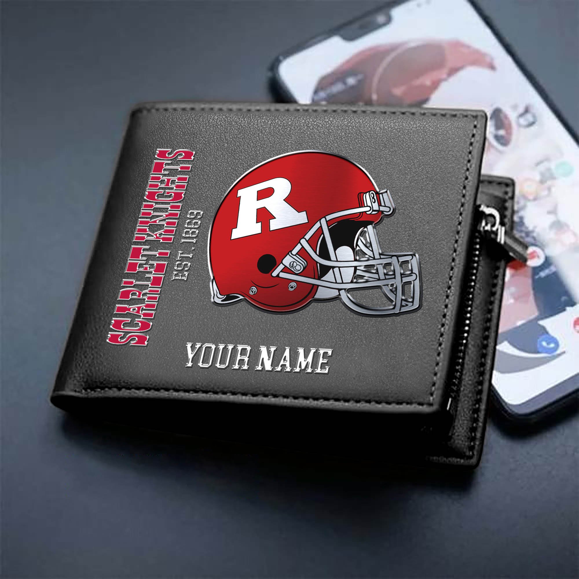 Rutgers Scarlet Knights Team Men Wallet 2024 Version Personalized Your Name, Men Wallet For Football Lovers, Fan Gifts ETHY-54890