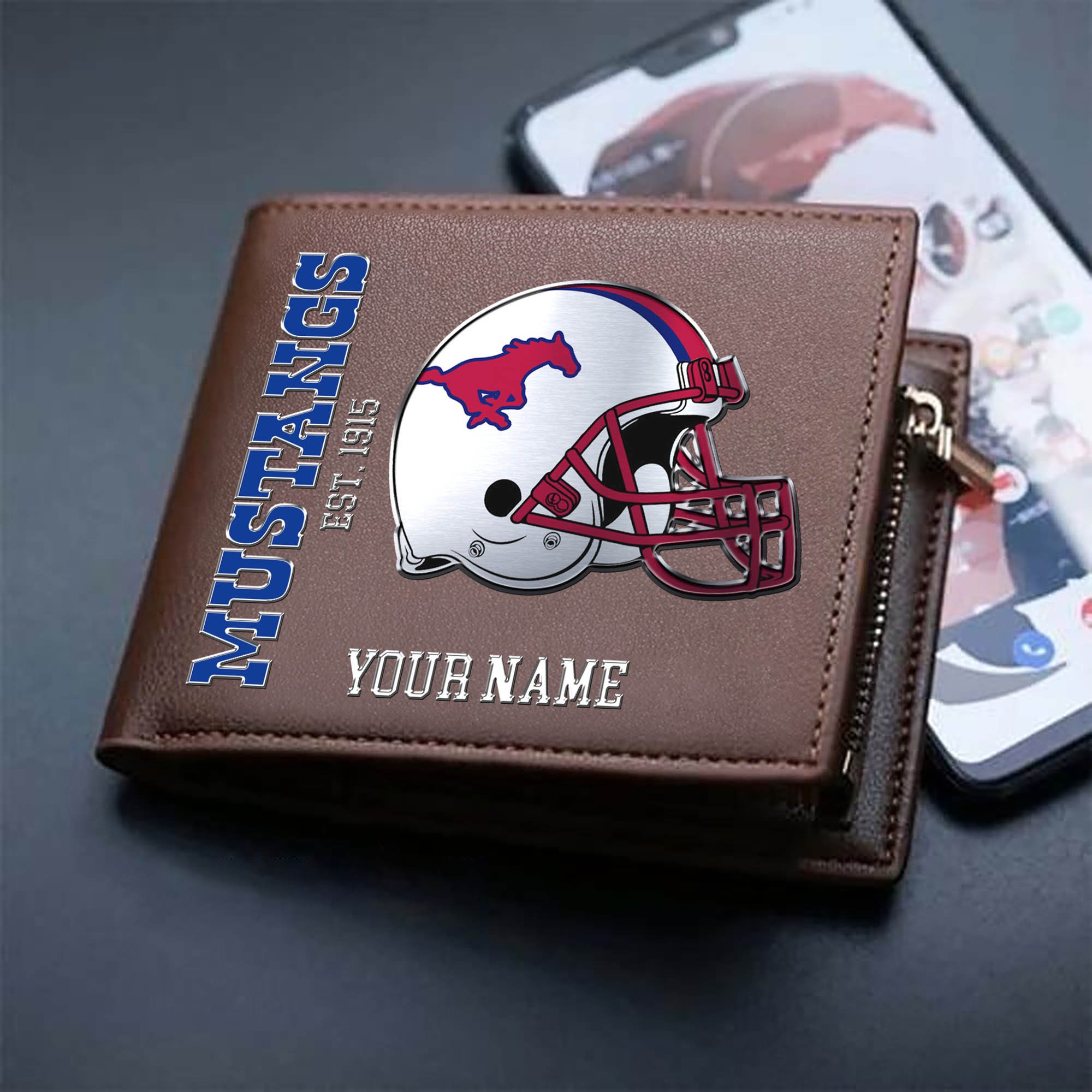 Alternative view of SMU Mustangs Team Men Wallet 2024 Version Personalized Your Name, Men Wallet For Football Lovers, Fan Gifts ETHY-54890