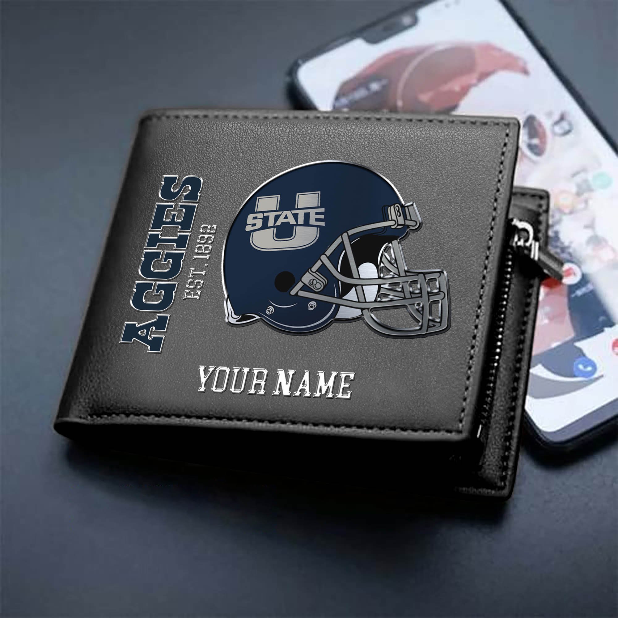Utah State Aggies Team Men Wallet 2024 Version Personalized Your Name, Men Wallet For Football Lovers, Fan Gifts ETHY-54890