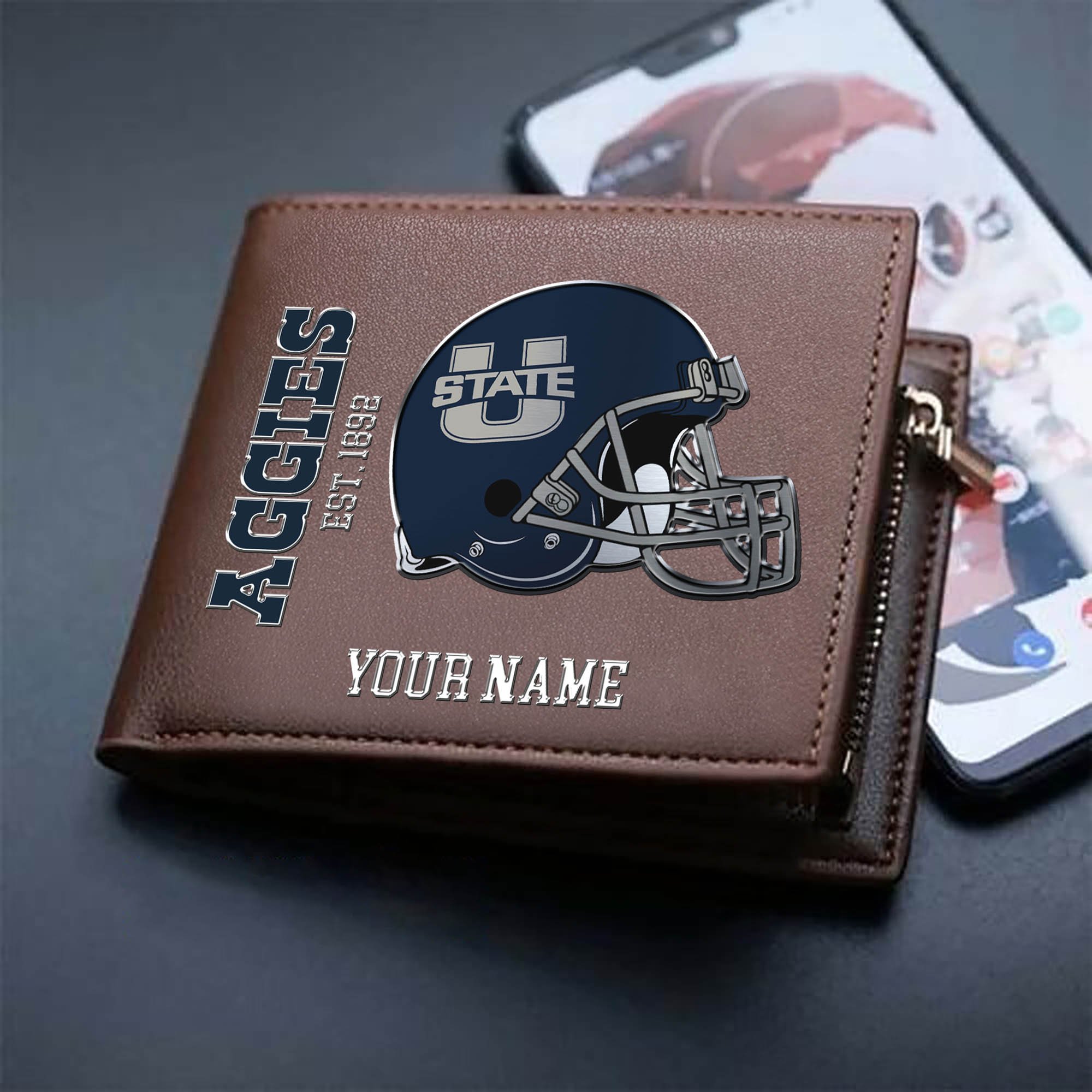 Alternative view of Utah State Aggies Team Men Wallet 2024 Version Personalized Your Name, Men Wallet For Football Lovers, Fan Gifts ETHY-54890