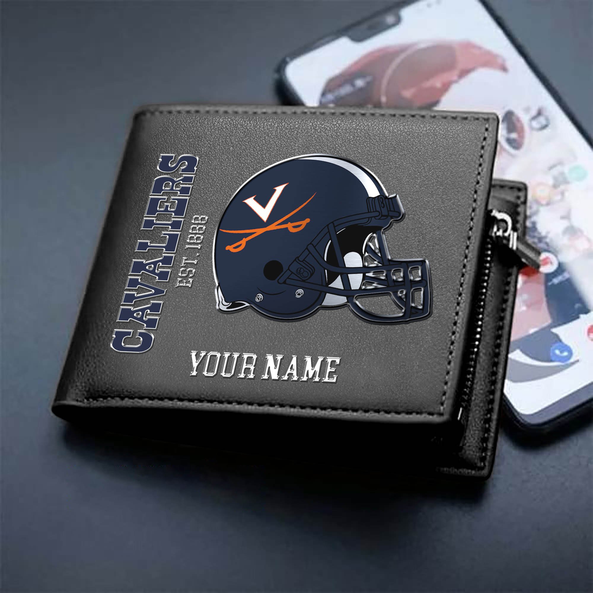Virginia Cavaliers Team Men Wallet 2024 Version Personalized Your Name, Men Wallet For Football Lovers, Fan Gifts ETHY-54890
