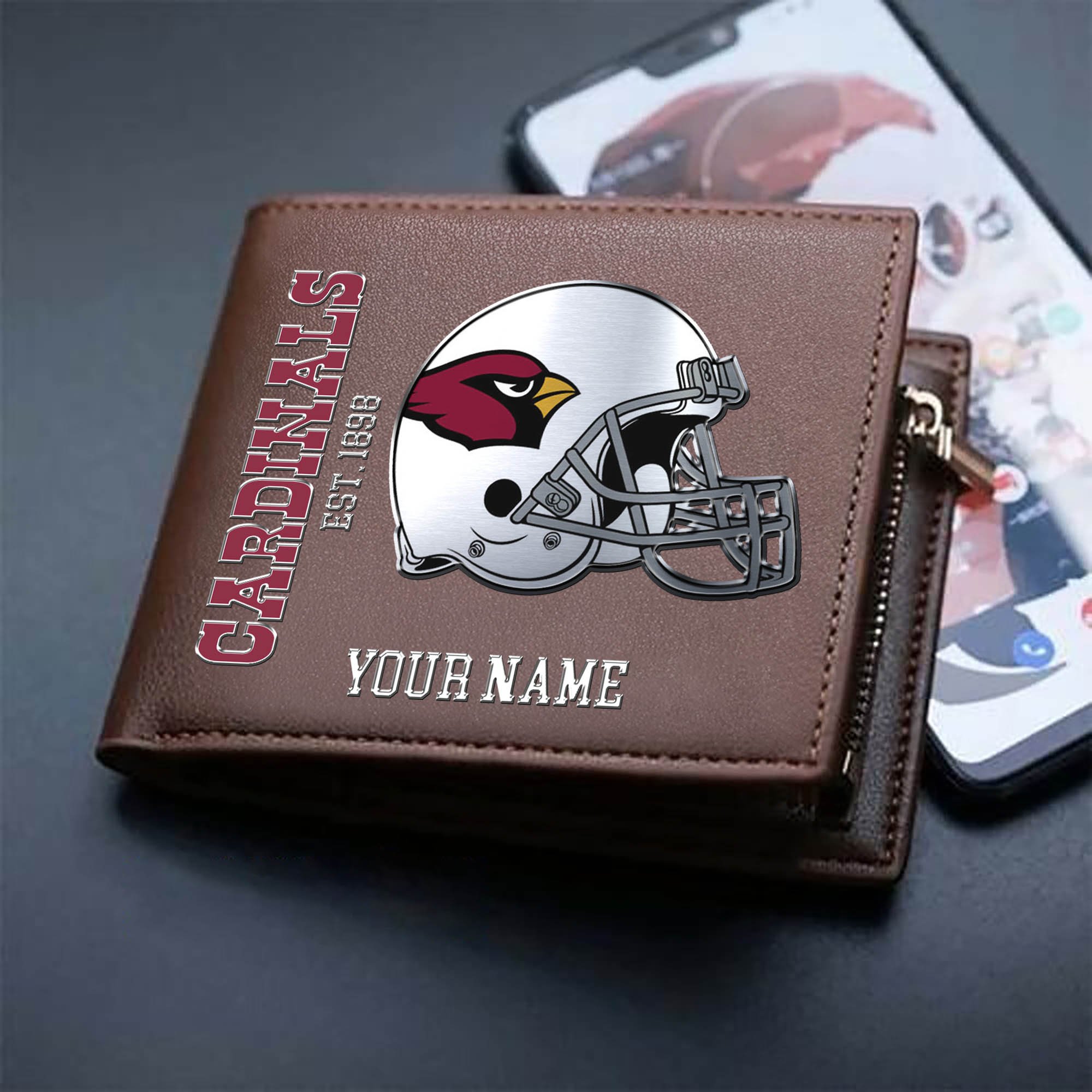 Alternative view of Arizona Cardinals Team Men Wallet 2024 Version Personalized Your Name, Men Wallet For Football Lovers, Fan Gifts ETHY-54890