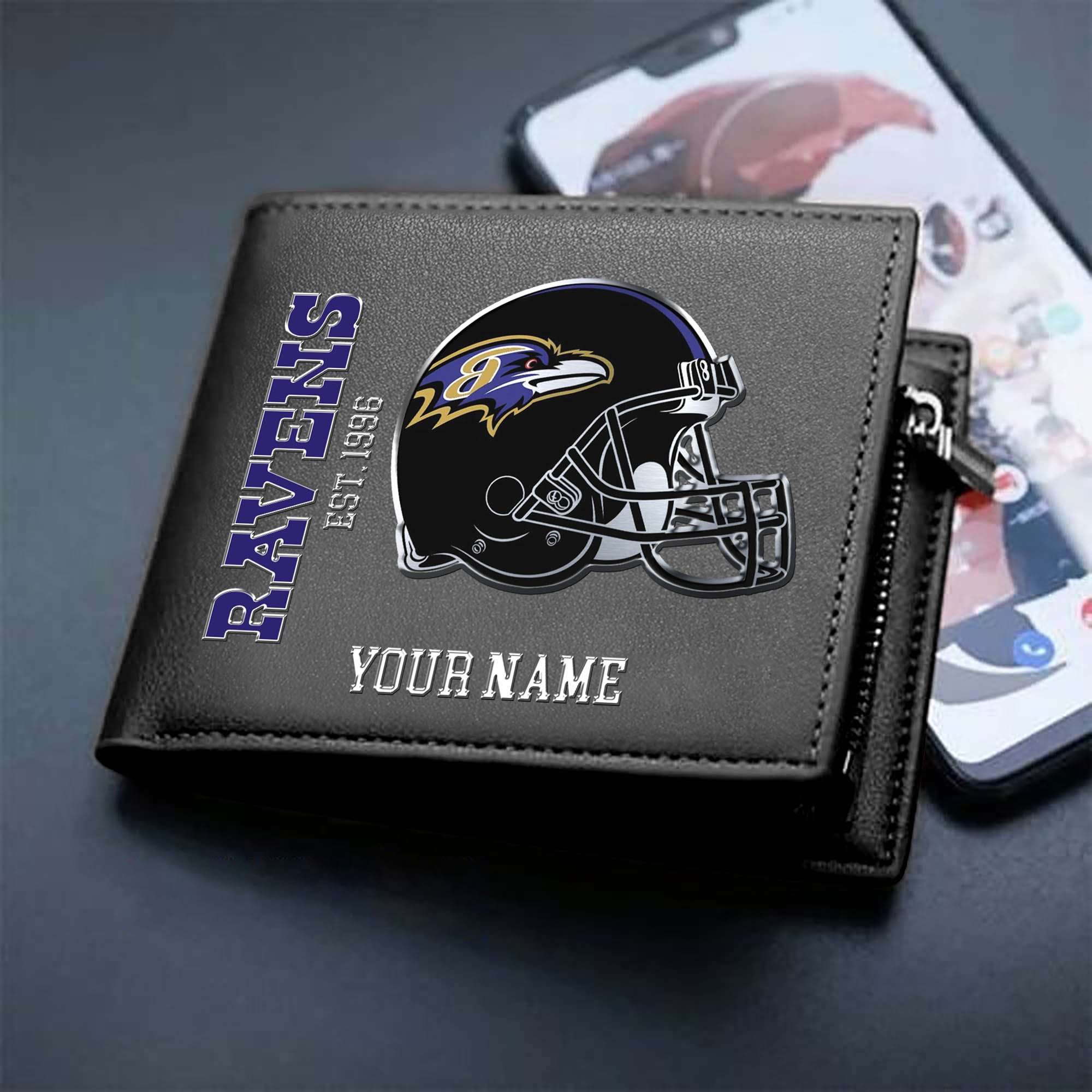 Baltimore Ravens Team Men Wallet 2024 Version Personalized Your Name, Men Wallet For Football Lovers, Fan Gifts ETHY-54890