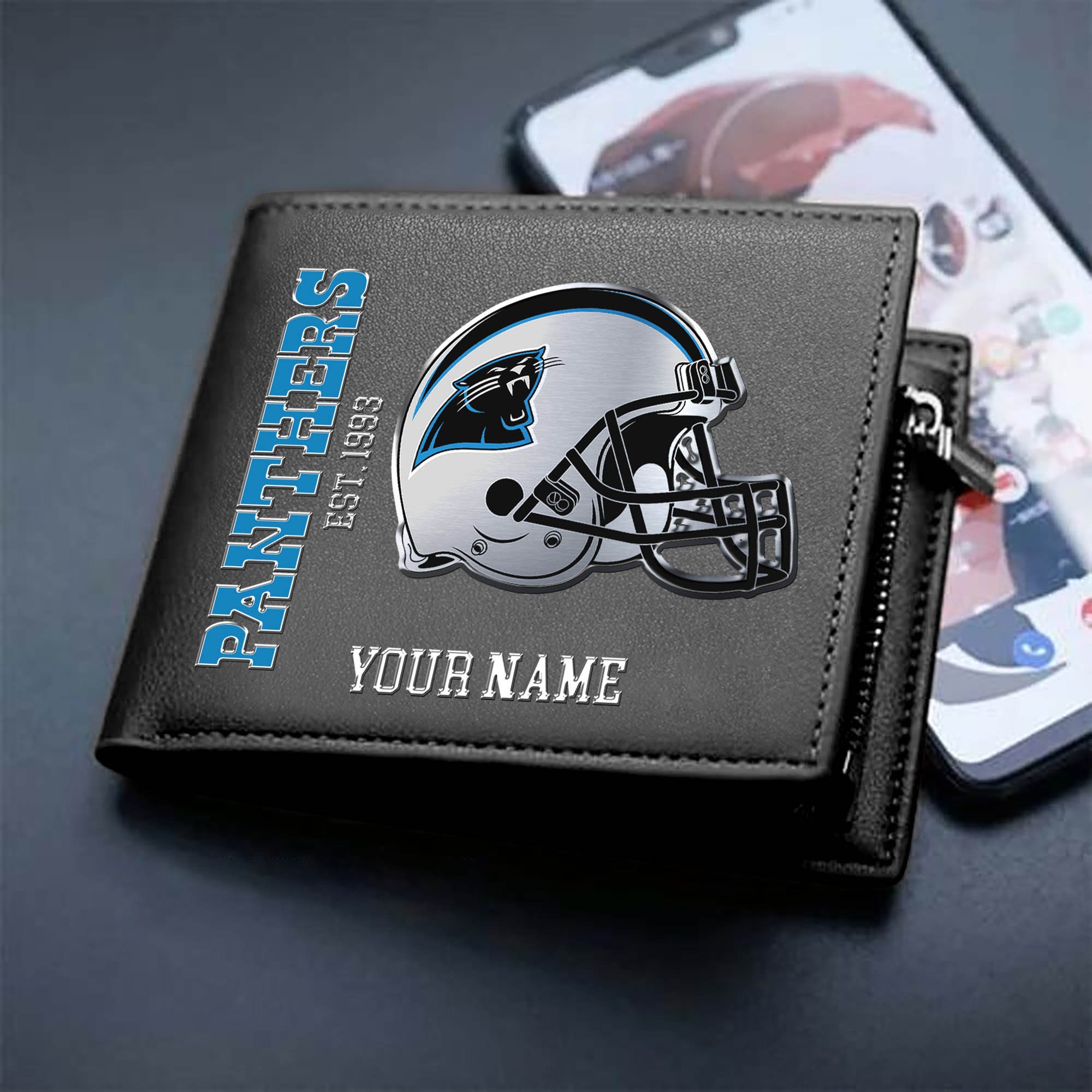 Carolina Panthers Team Men Wallet 2024 Version Personalized Your Name, Men Wallet For Football Lovers, Fan Gifts ETHY-54890