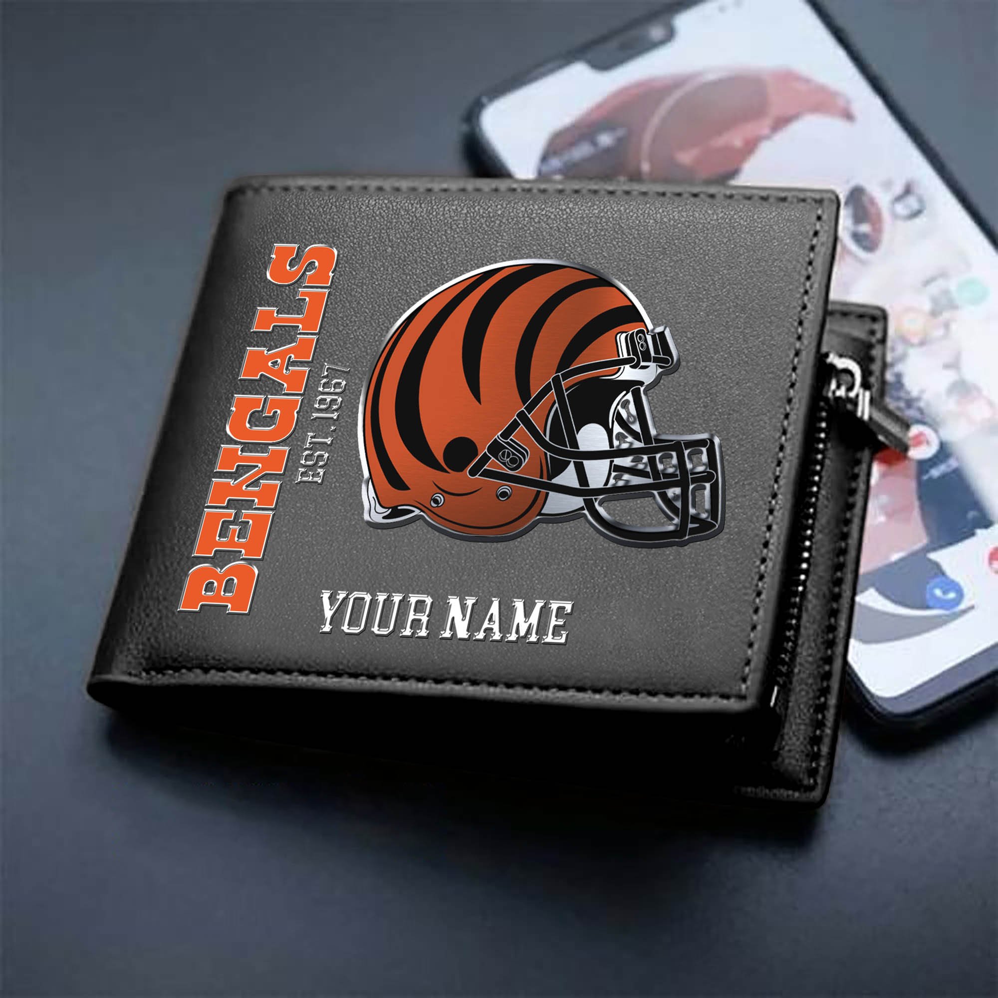 Cincinnati Bengals Team Men Wallet 2024 Version Personalized Your Name, Men Wallet For Football Lovers, Fan Gifts ETHY-54890