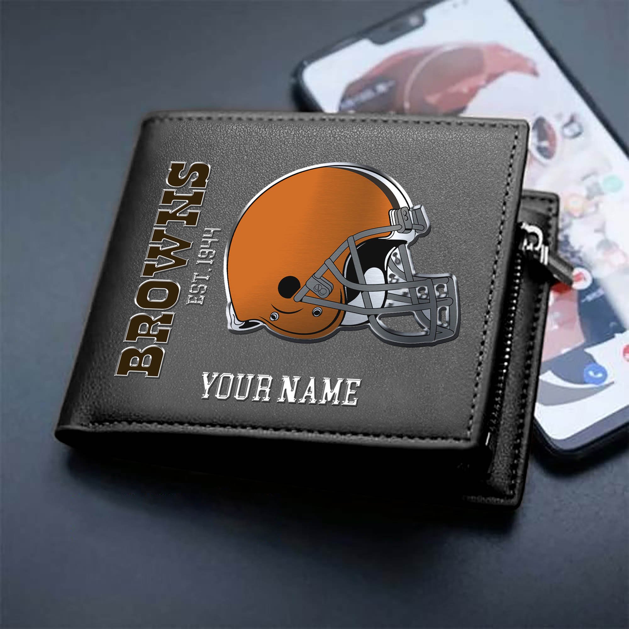 Cleveland Browns Team Men Wallet 2024 Version Personalized Your Name, Men Wallet For Football Lovers, Fan Gifts ETHY-54890