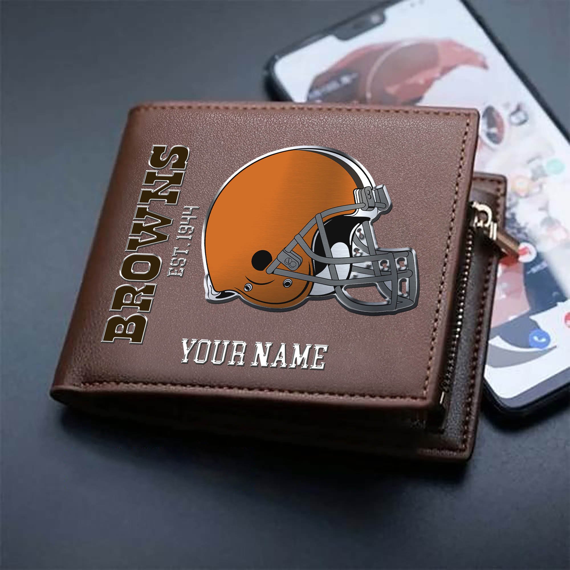 Alternative view of Cleveland Browns Team Men Wallet 2024 Version Personalized Your Name, Men Wallet For Football Lovers, Fan Gifts ETHY-54890