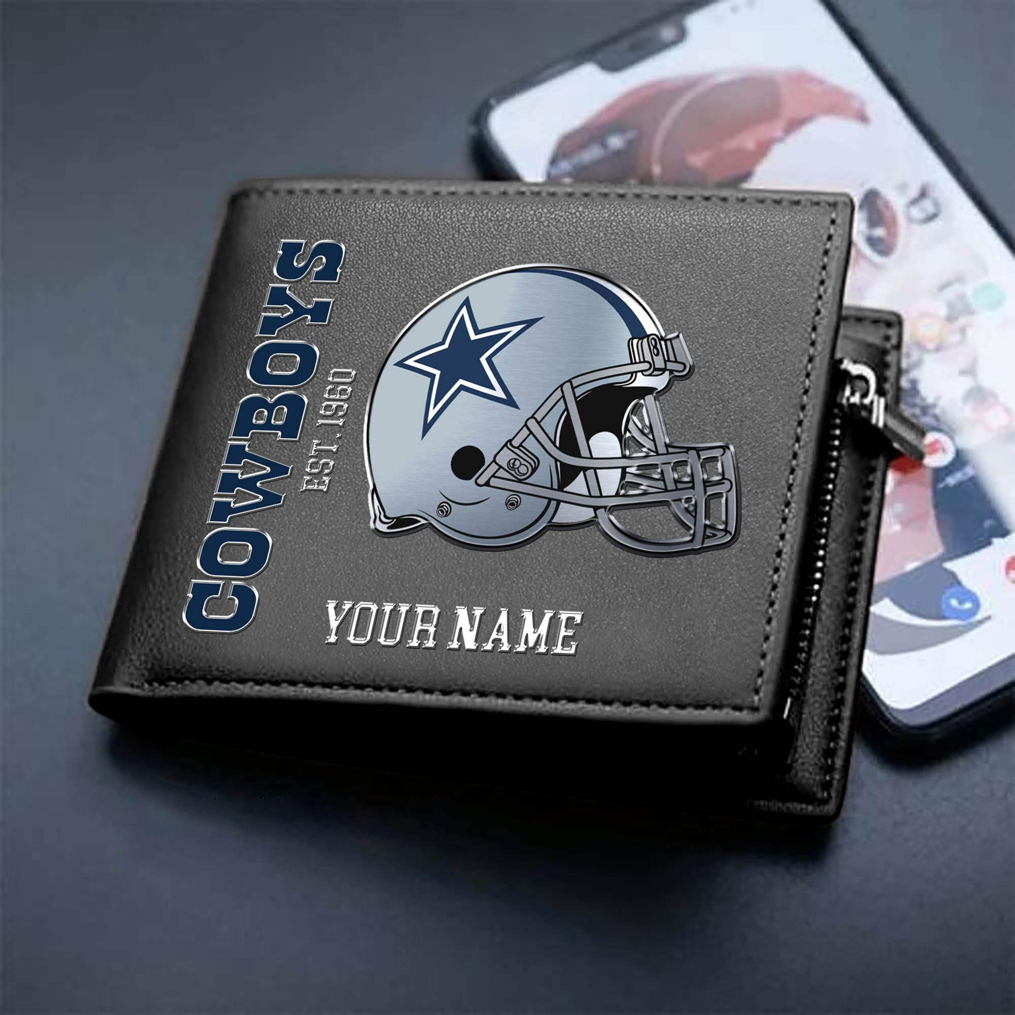 Dallas Cowboys Team Men Wallet 2024 Version Personalized Your Name, Men Wallet For Football Lovers, Fan Gifts ETHY-54890