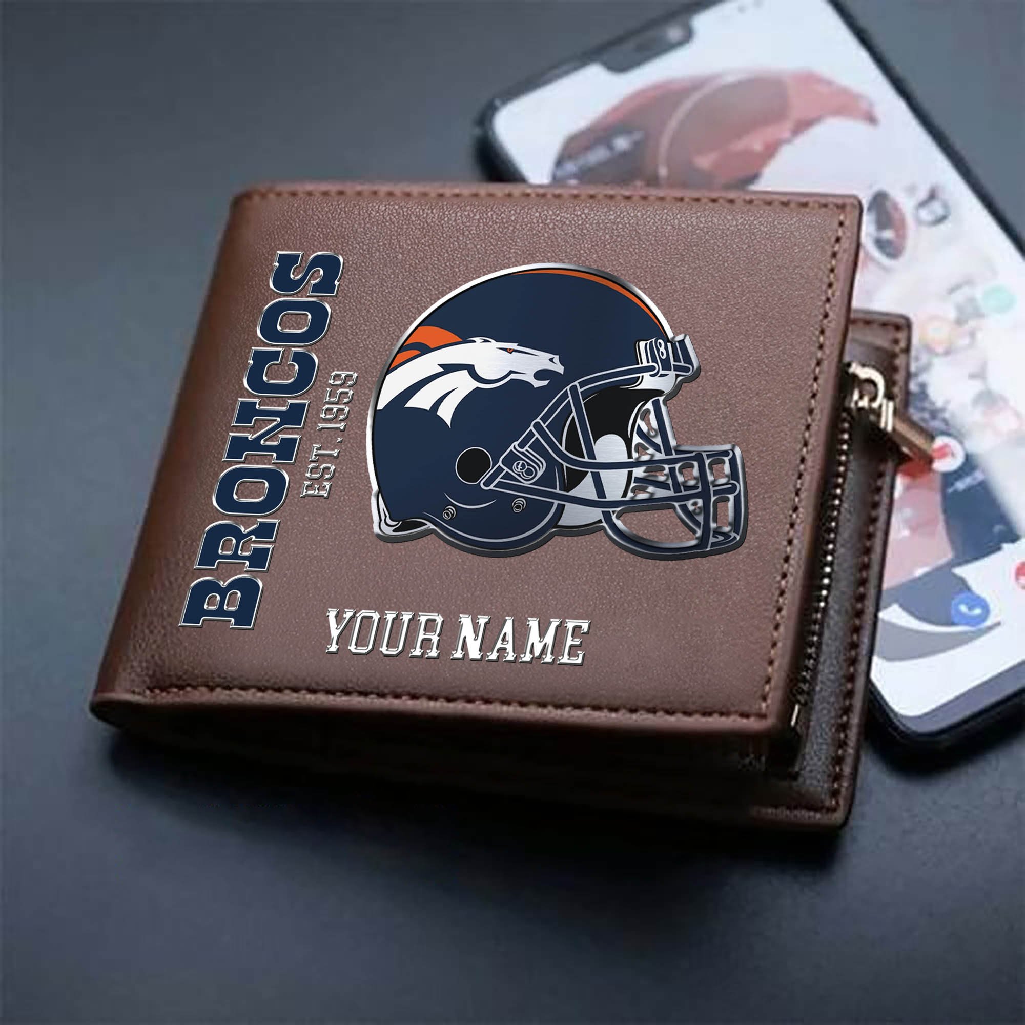 Alternative view of Denver Broncos Team Men Wallet 2024 Version Personalized Your Name, Men Wallet For Football Lovers, Fan Gifts ETHY-54890