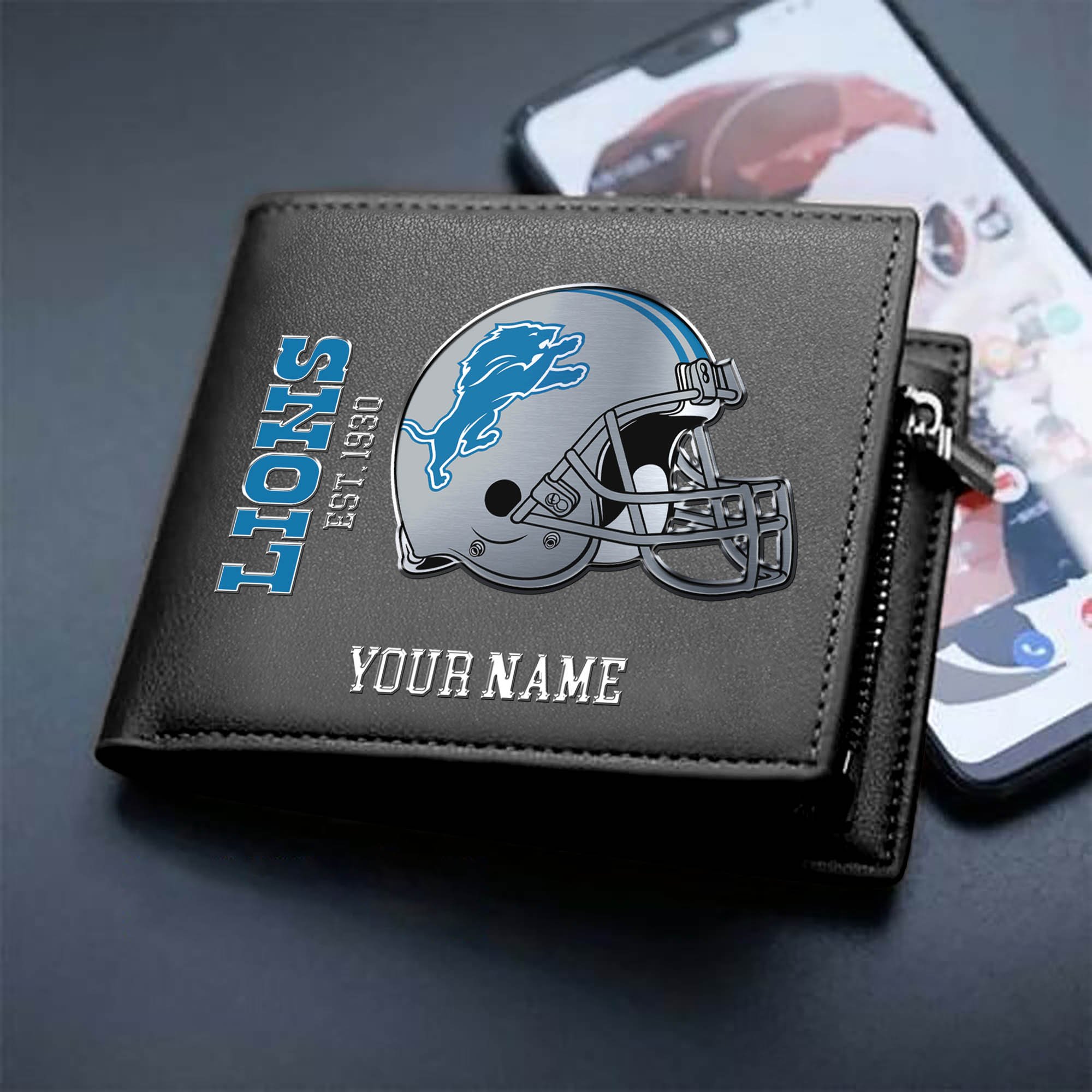 Detroit Lions Team Men Wallet 2024 Version Personalized Your Name, Men Wallet For Football Lovers, Fan Gifts ETHY-54890