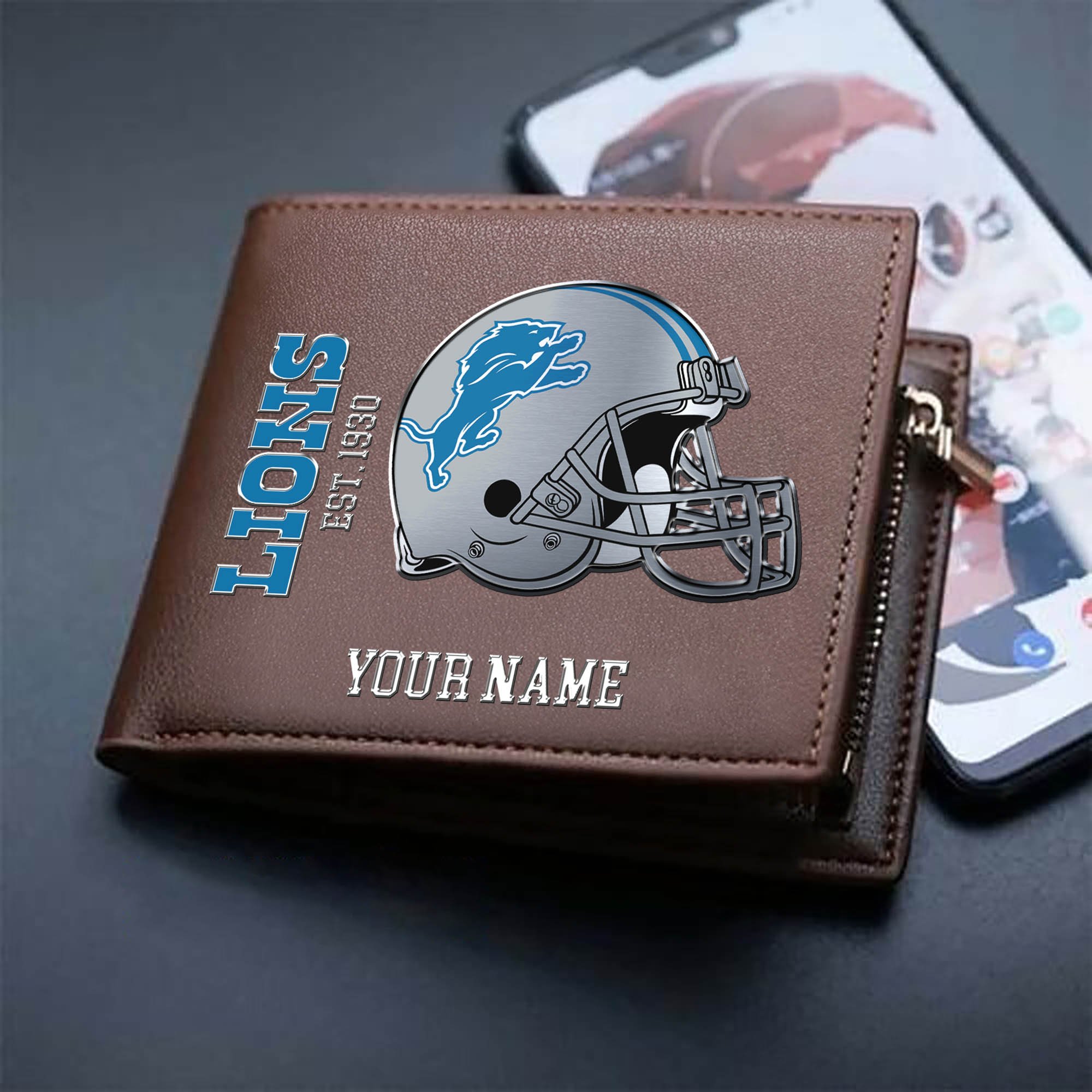 Alternative view of Detroit Lions Team Men Wallet 2024 Version Personalized Your Name, Men Wallet For Football Lovers, Fan Gifts ETHY-54890