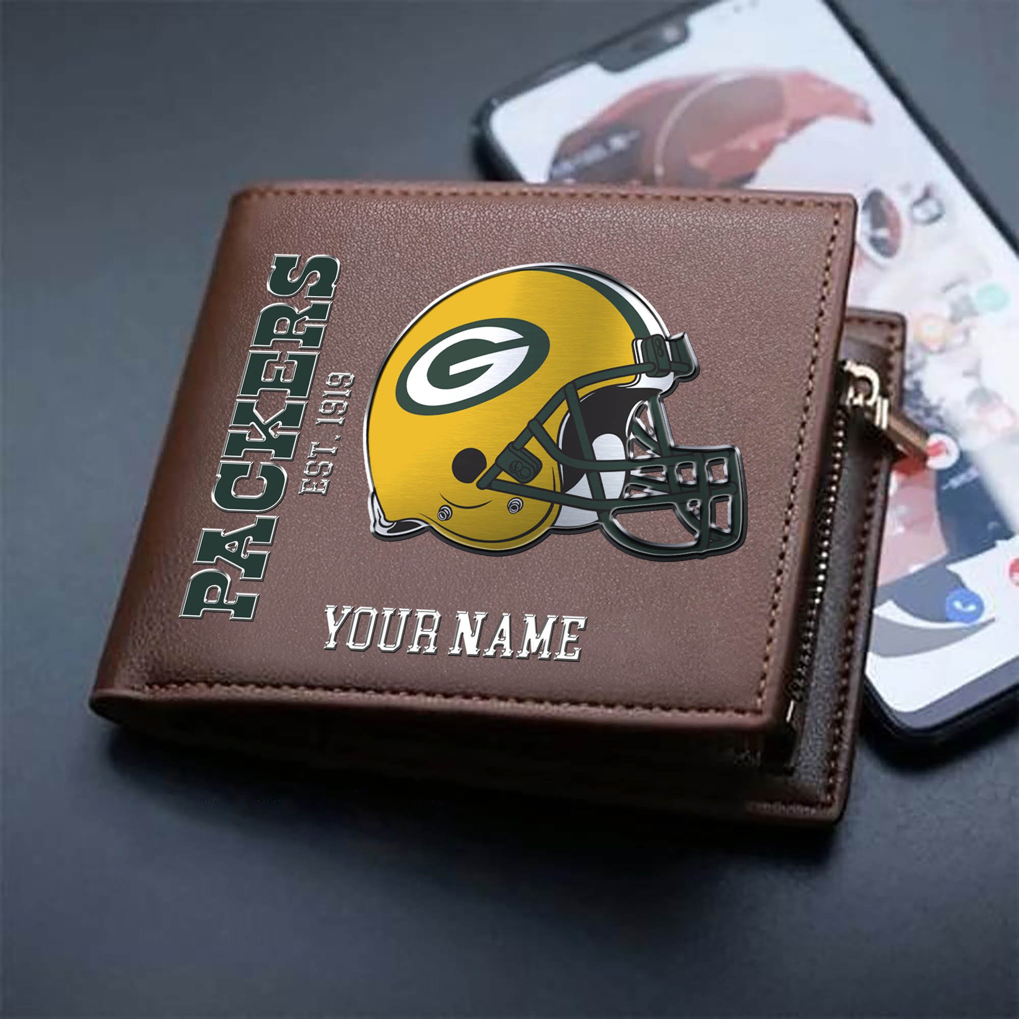 Alternative view of Green Bay Packers Team Men Wallet 2024 Version Personalized Your Name, Men Wallet For Football Lovers, Fan Gifts ETHY-54890