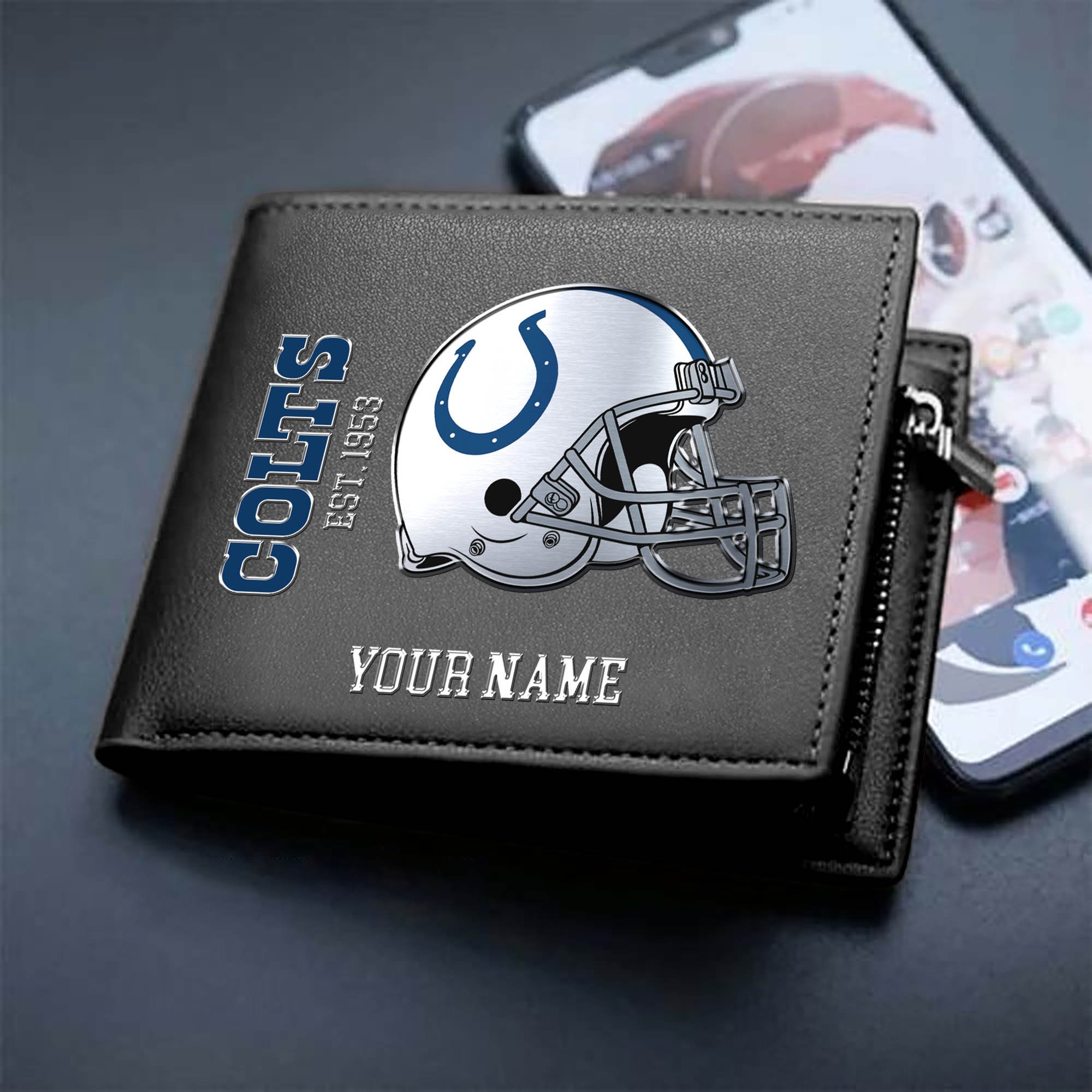 Indianapolis Colts Team Men Wallet 2024 Version Personalized Your Name, Men Wallet For Football Lovers, Fan Gifts ETHY-54890