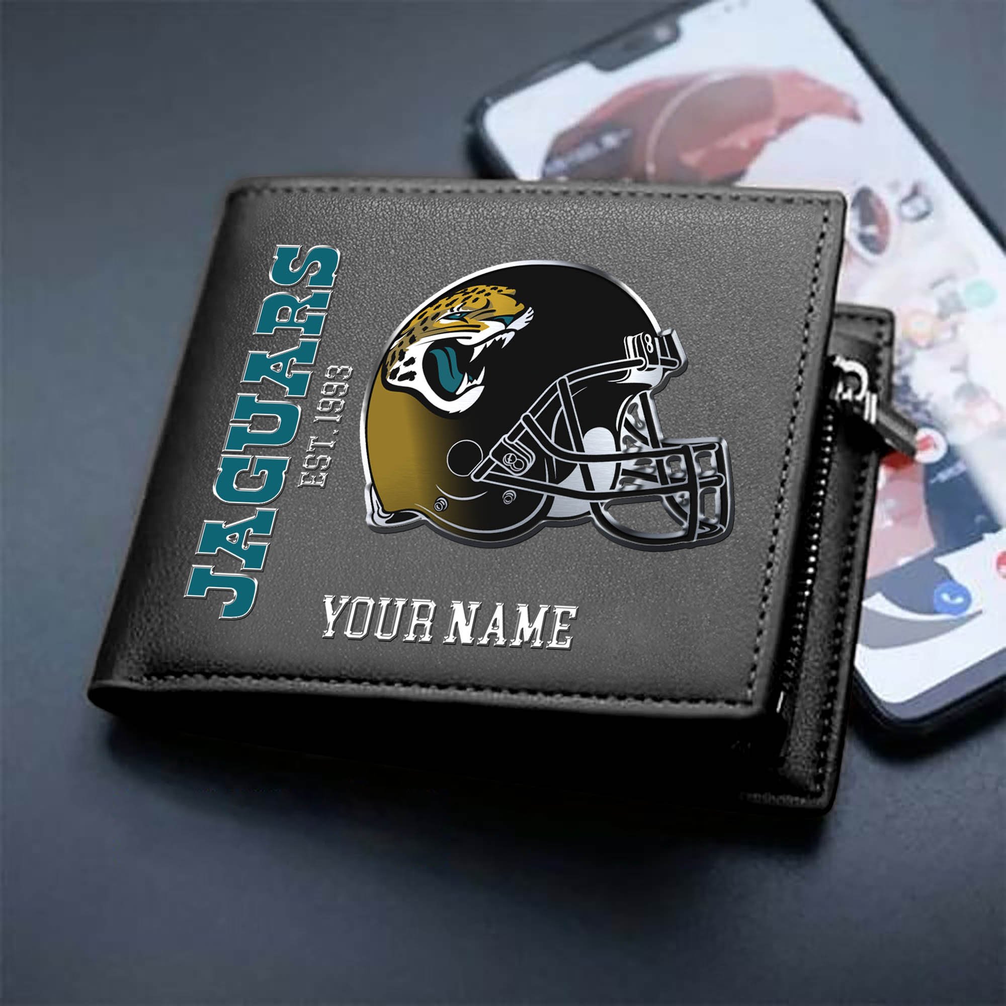 Jacksonville Jaguars Team Men Wallet 2024 Version Personalized Your Name, Men Wallet For Football Lovers, Fan Gifts ETHY-54890