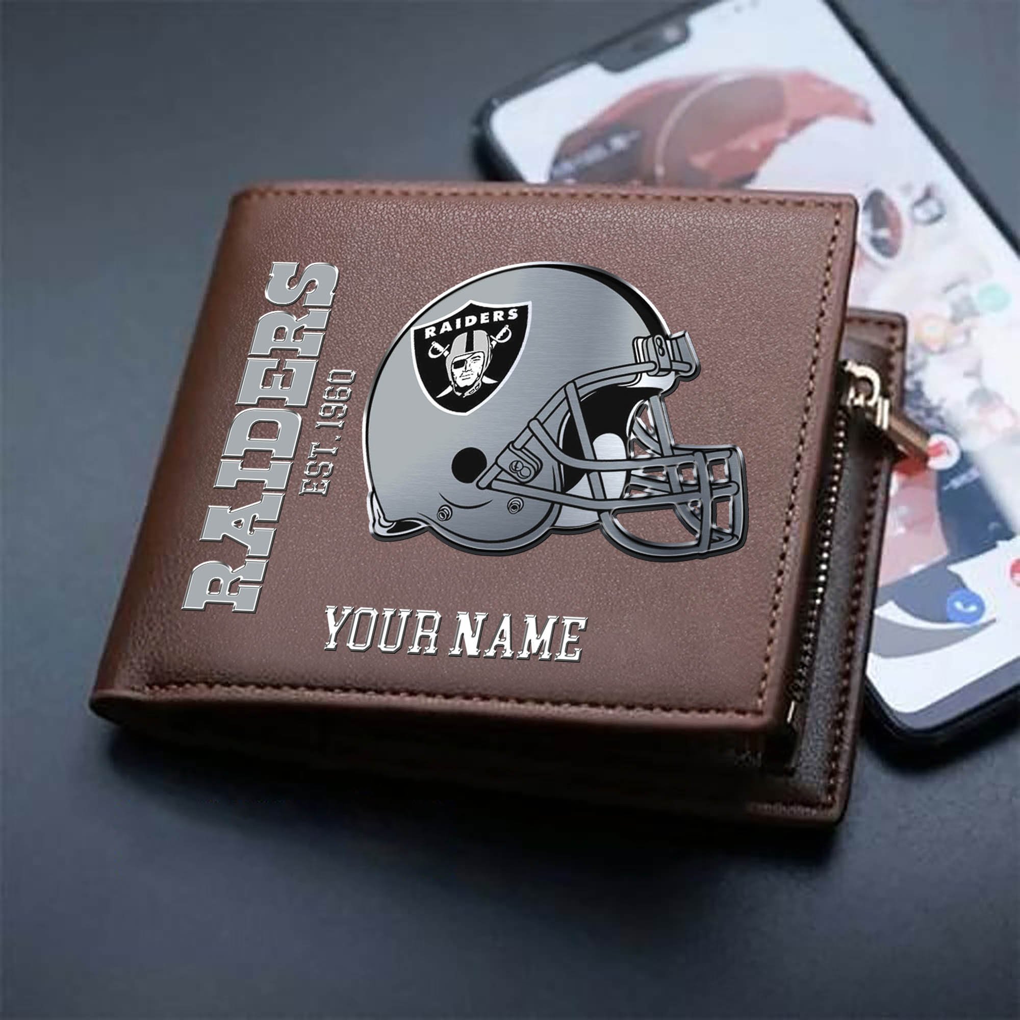 Alternative view of Las Vegas Raiders Team Men Wallet 2024 Version Personalized Your Name, Men Wallet For Football Lovers, Fan Gifts ETHY-54890