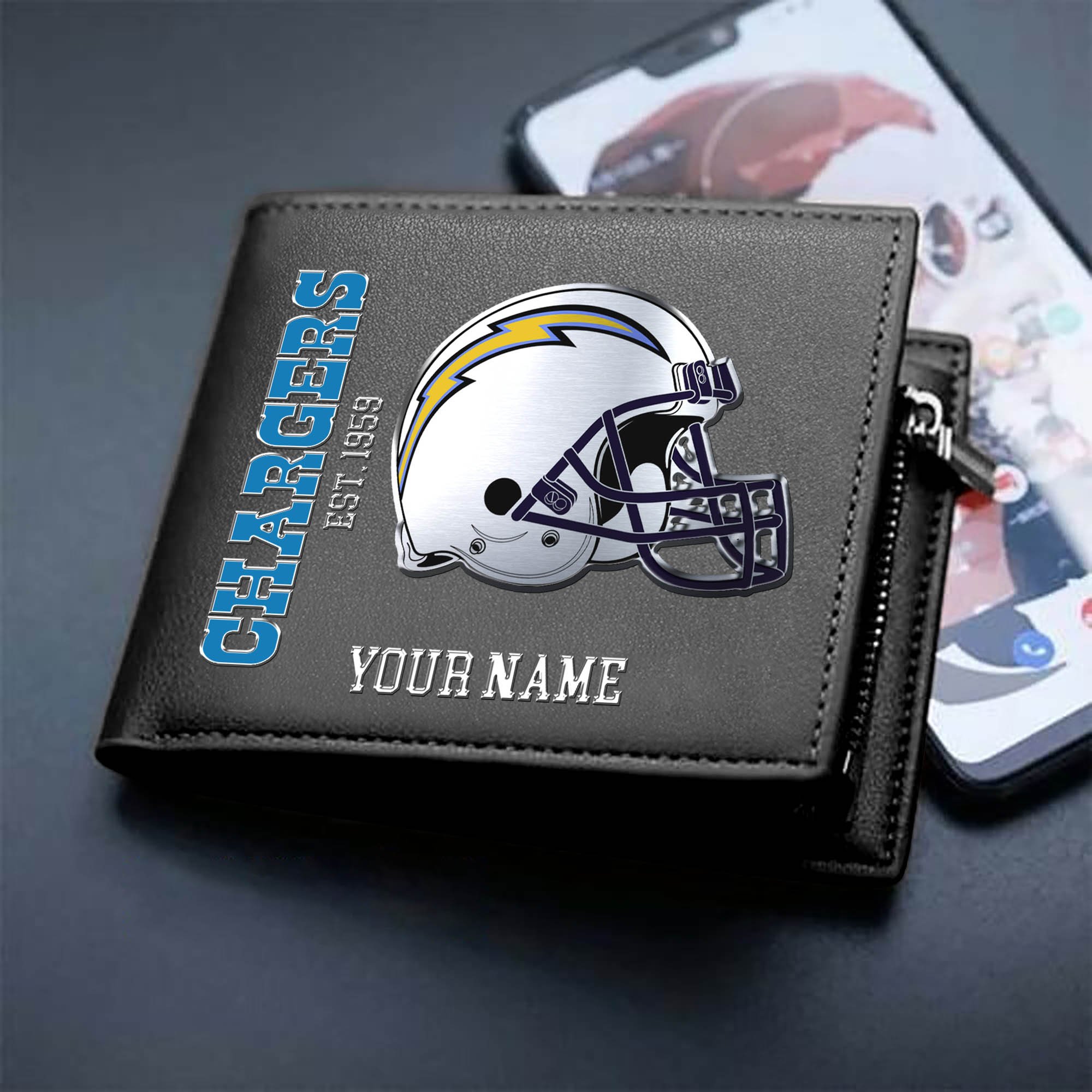 Los Angeles Chargers Team Men Wallet 2024 Version Personalized Your Name, Men Wallet For Football Lovers, Fan Gifts ETHY-54890