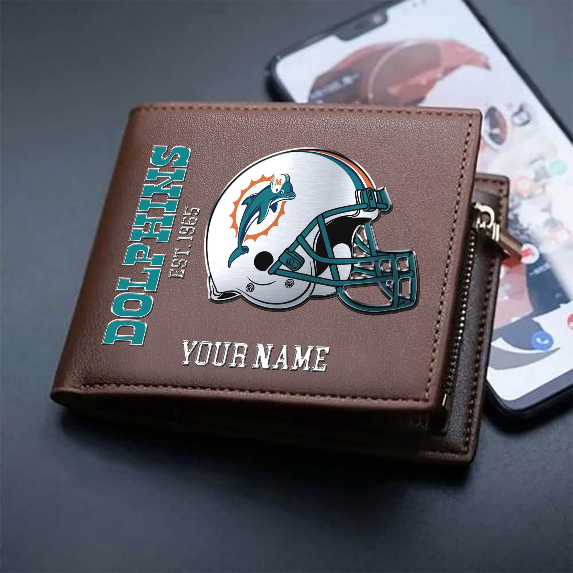 Alternative view of Miami Dolphins Team Men Wallet 2024 Version Personalized Your Name, Men Wallet For Football Lovers, Fan Gifts ETHY-54890