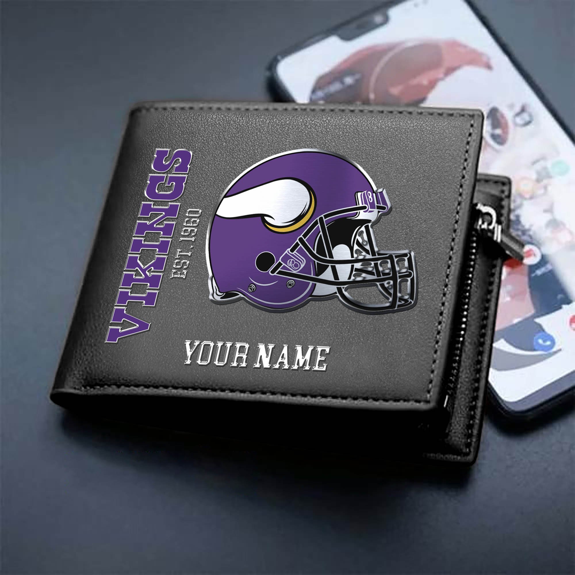 Minnesota Vikings Team Men Wallet 2024 Version Personalized Your Name, Men Wallet For Football Lovers, Fan Gifts ETHY-54890