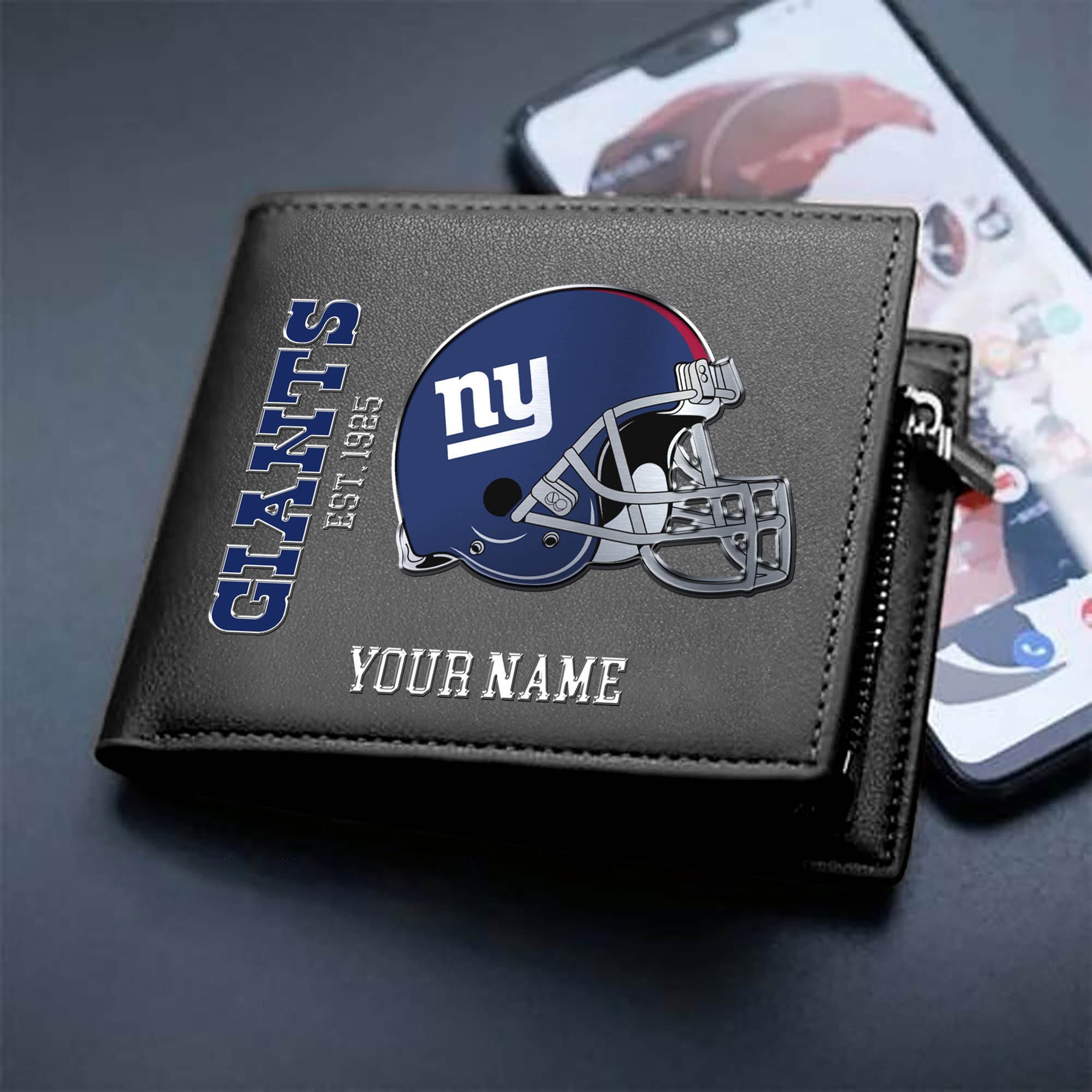 New York Giants Team Men Wallet 2024 Version Personalized Your Name, Men Wallet For Football Lovers, Fan Gifts ETHY-54890