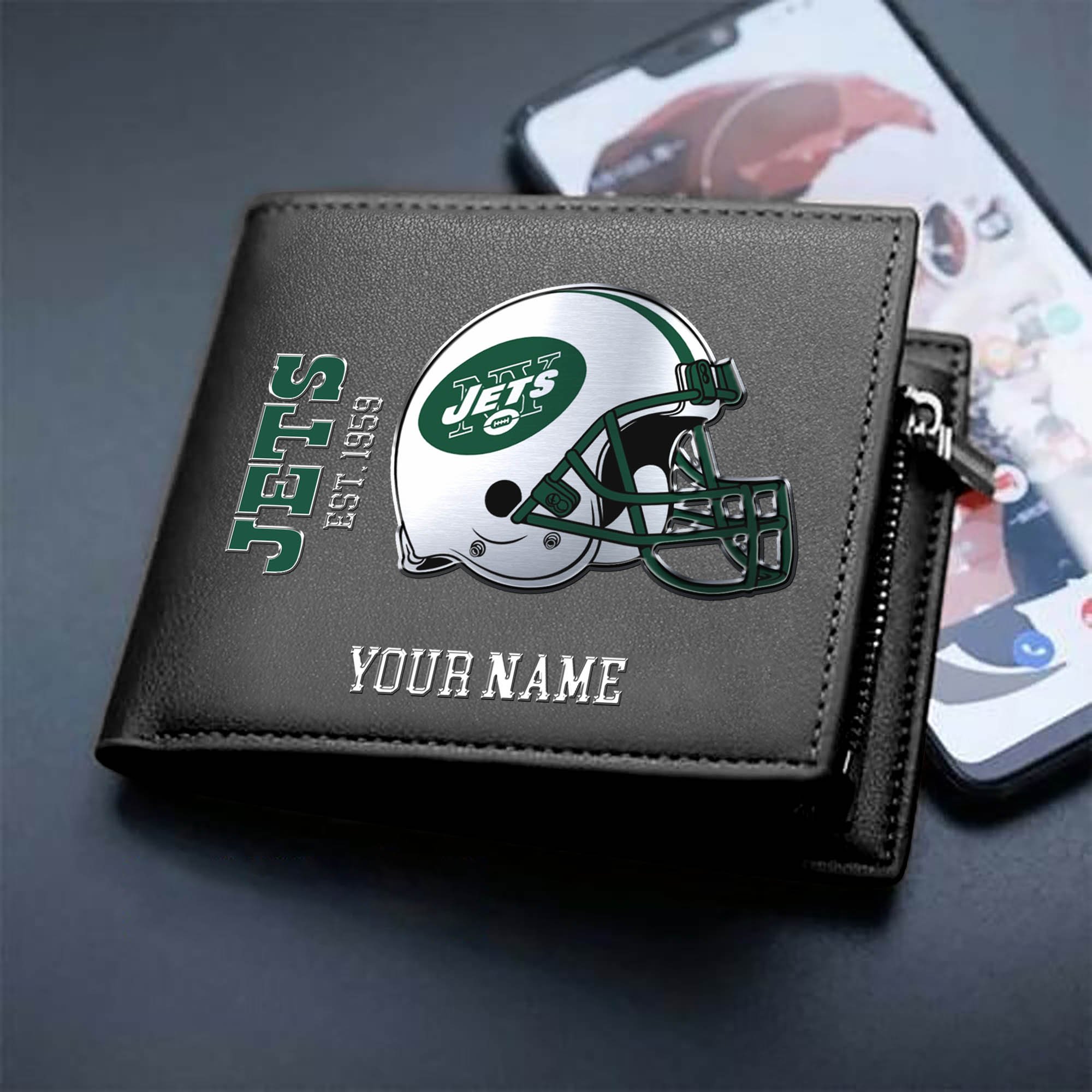 New York Jets Team Men Wallet 2024 Version Personalized Your Name, Men Wallet For Football Lovers, Fan Gifts ETHY-54890