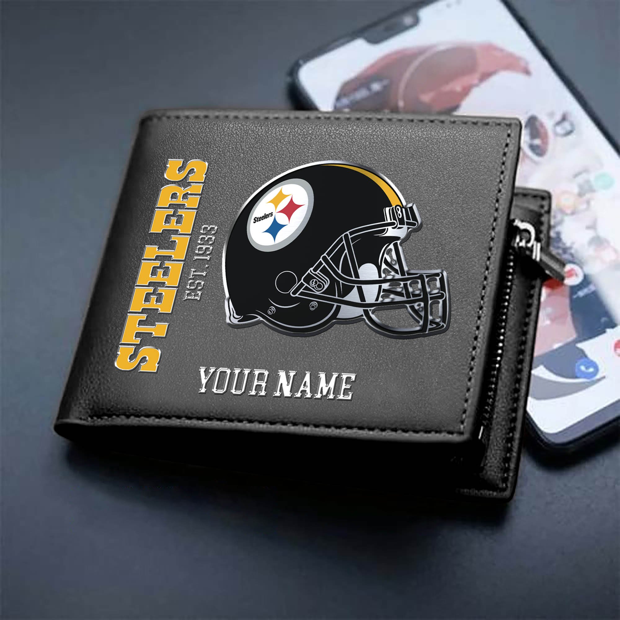 Pittsburgh Steelers Team Men Wallet 2024 Version Personalized Your Name, Men Wallet For Football Lovers, Fan Gifts ETHY-54890