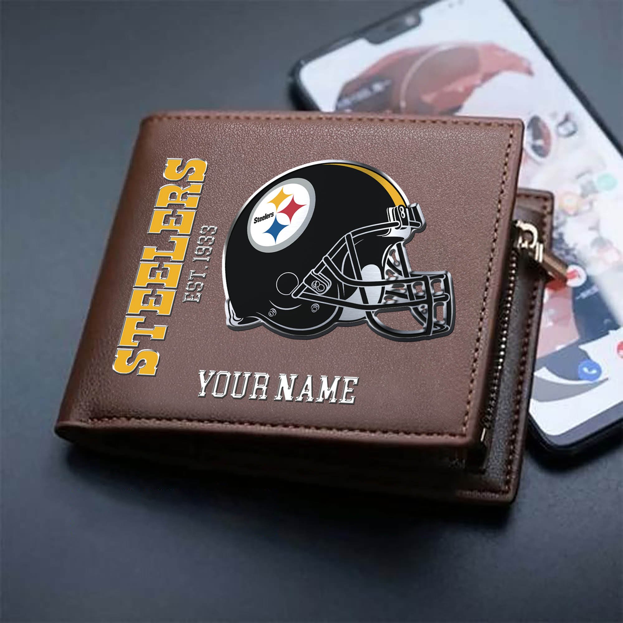 Alternative view of Pittsburgh Steelers Team Men Wallet 2024 Version Personalized Your Name, Men Wallet For Football Lovers, Fan Gifts ETHY-54890