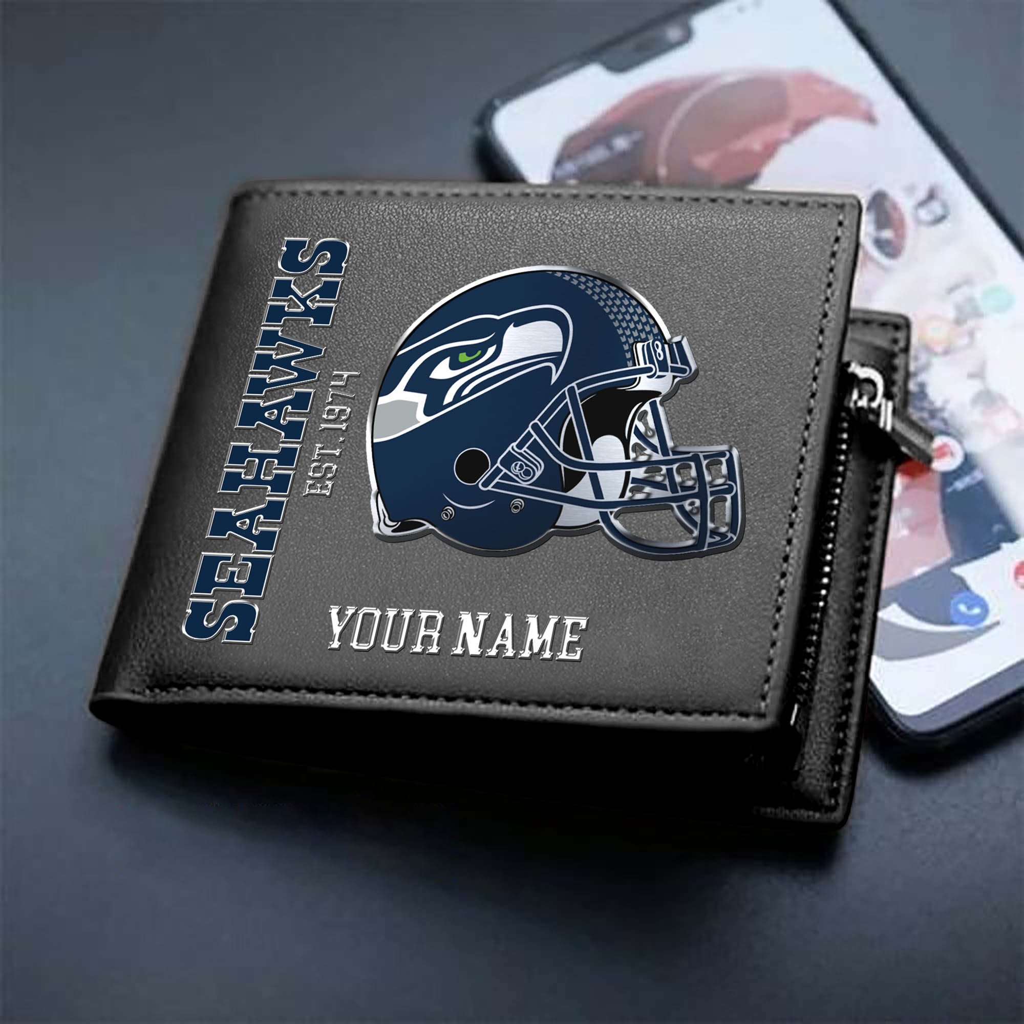 Seattle Seahawks Team Men Wallet 2024 Version Personalized Your Name, Men Wallet For Football Lovers, Fan Gifts ETHY-54890