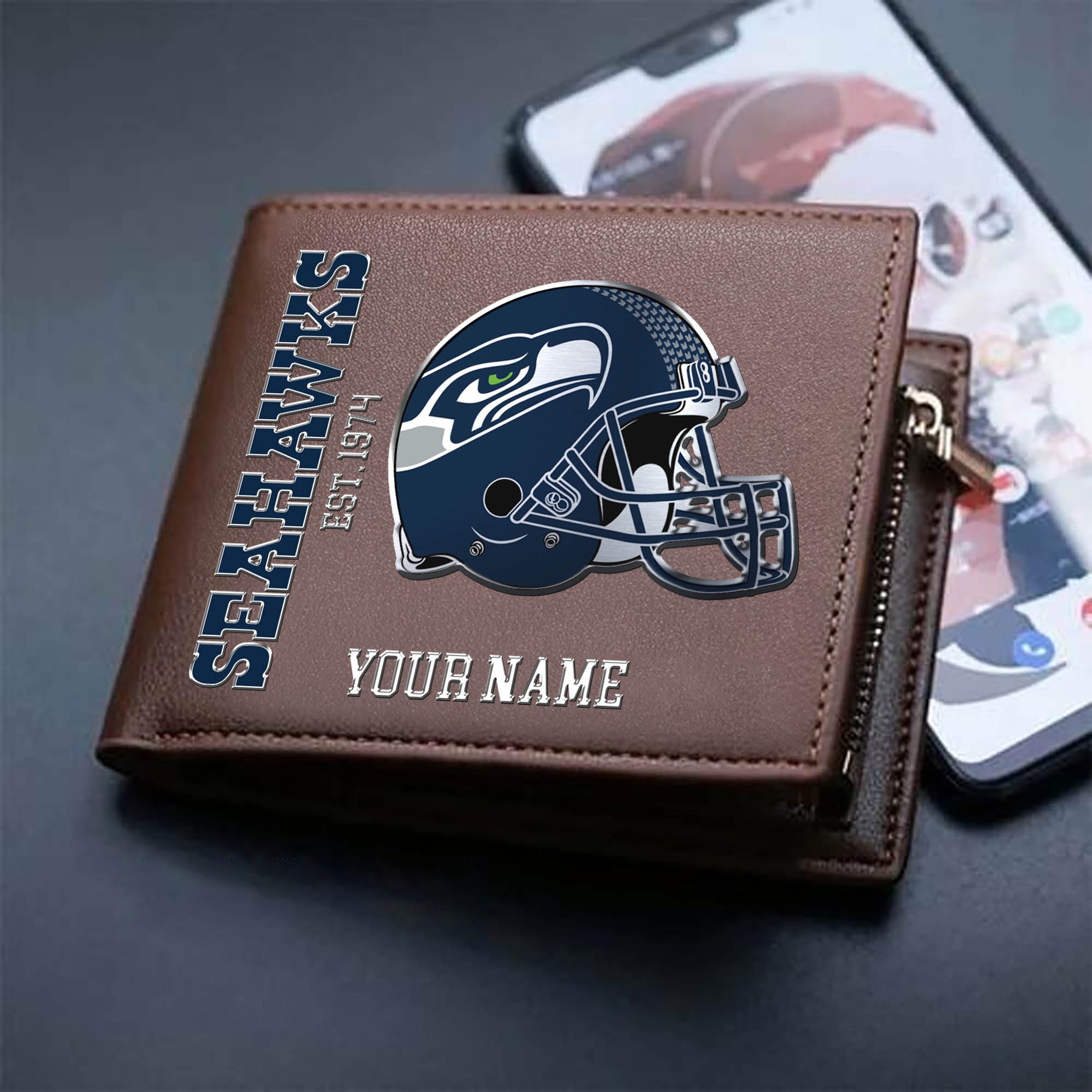 Alternative view of Seattle Seahawks Team Men Wallet 2024 Version Personalized Your Name, Men Wallet For Football Lovers, Fan Gifts ETHY-54890